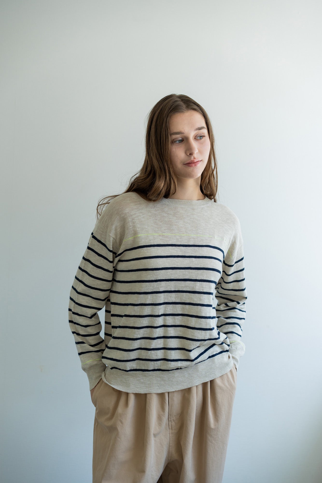 YARRA 刺繍ボーダーニットプルオーバー YR-1612-207