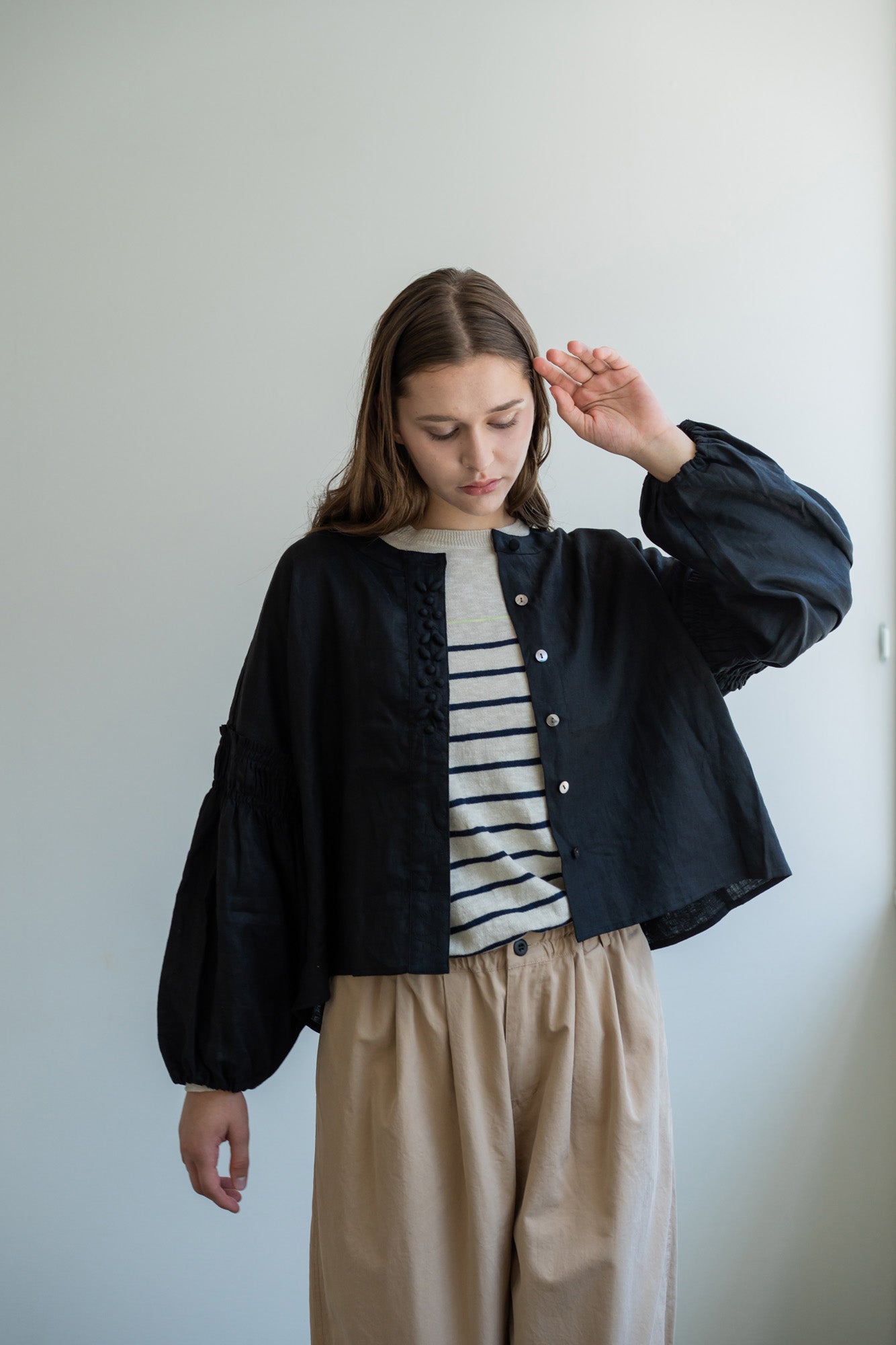 YARRA 刺繍ボーダーニットプルオーバー YR-1612-207