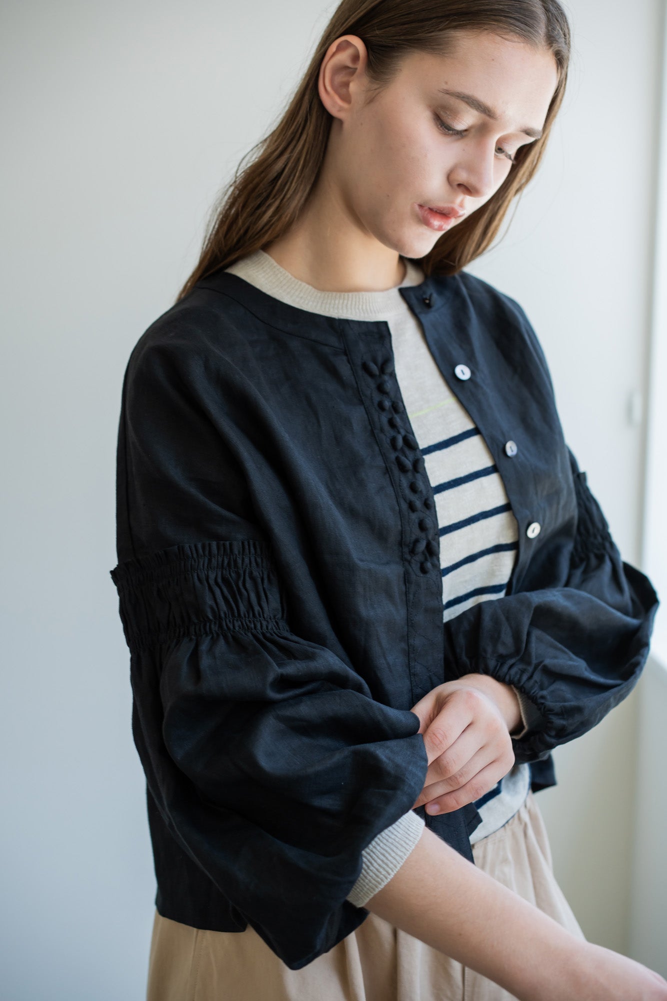 YARRA ビーズ刺繍リネンブラウス YR-1613-222