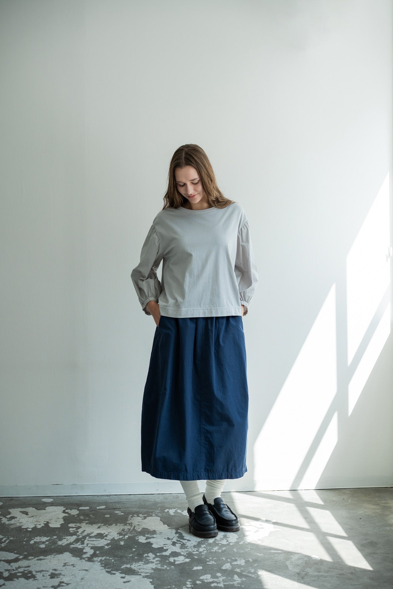 YARRA 布帛コンビ袖ボリュームプルオーバー YR-1611-237