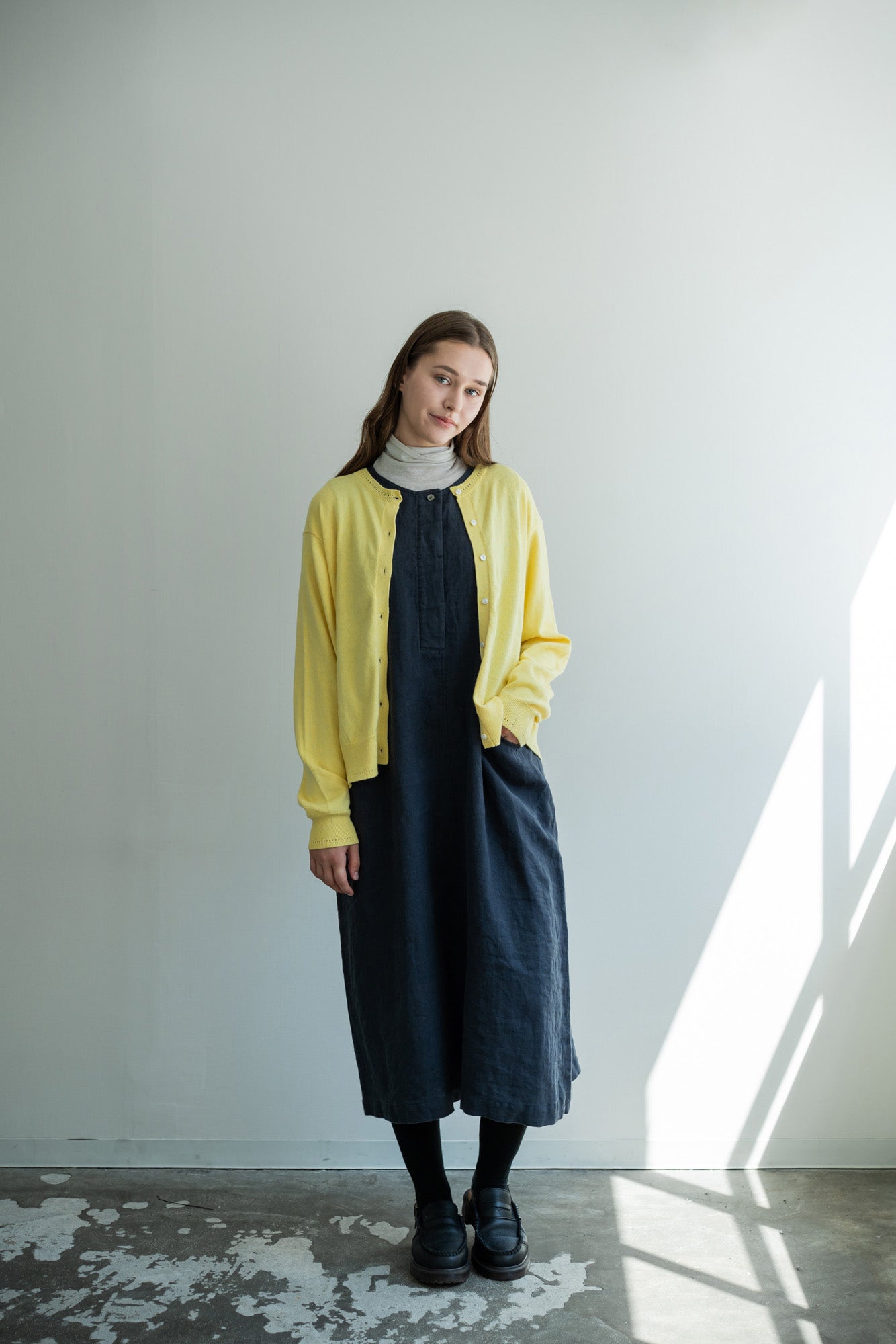 YARRA コットンカシミヤクルーカーディガン YR-1612-206