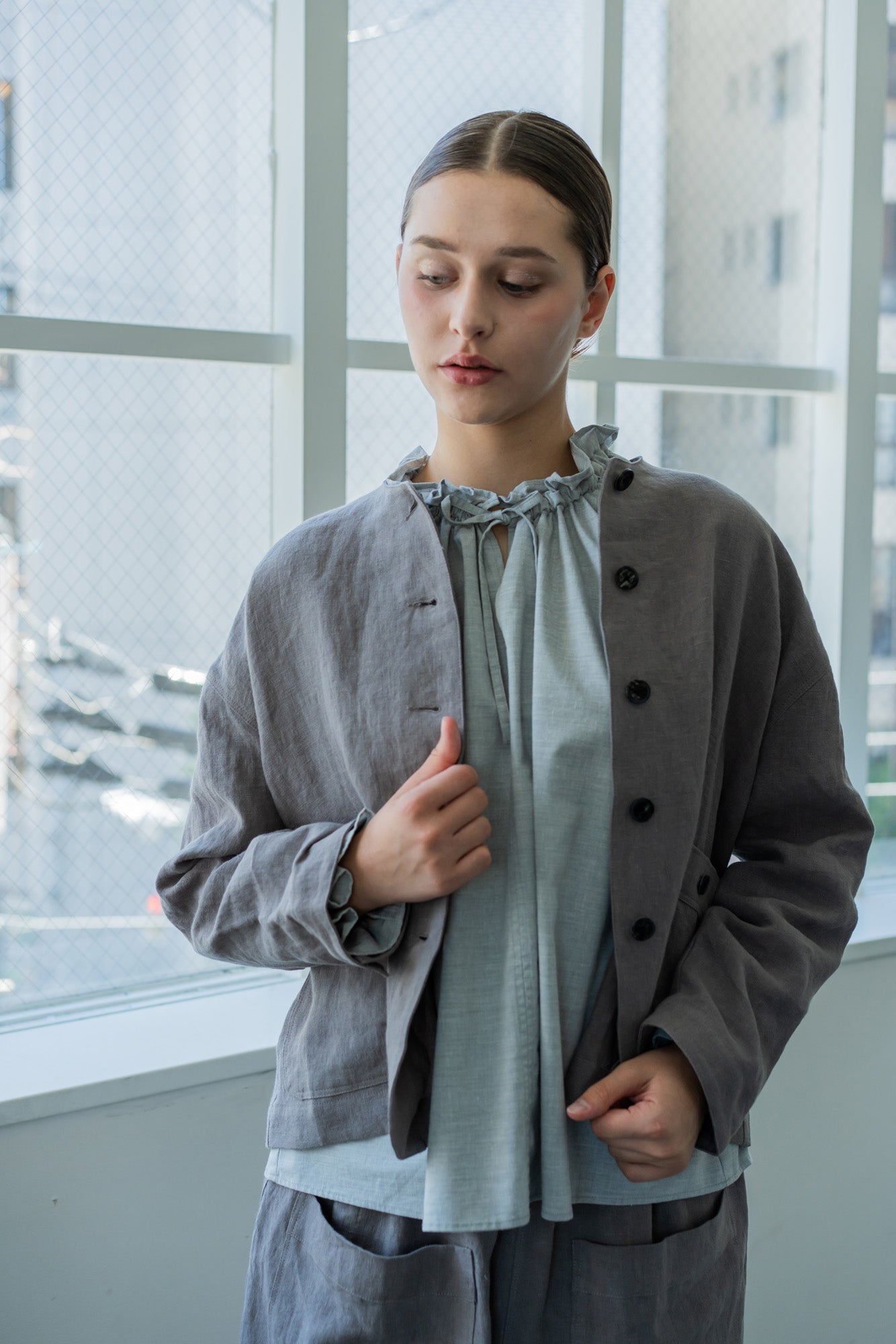 YARRA ミニフリルスキッパーブラウス YR-1613-212