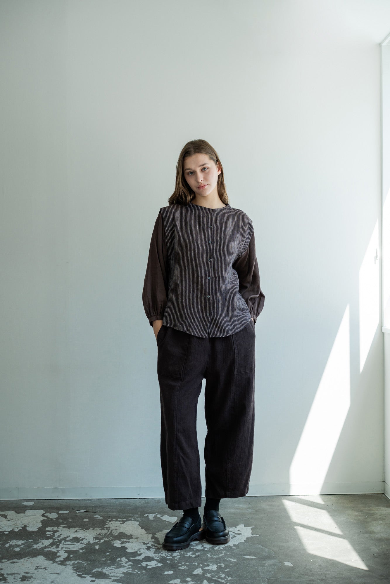 YARRA リネン×シアードッキング2WAYブラウス YR-1613-225