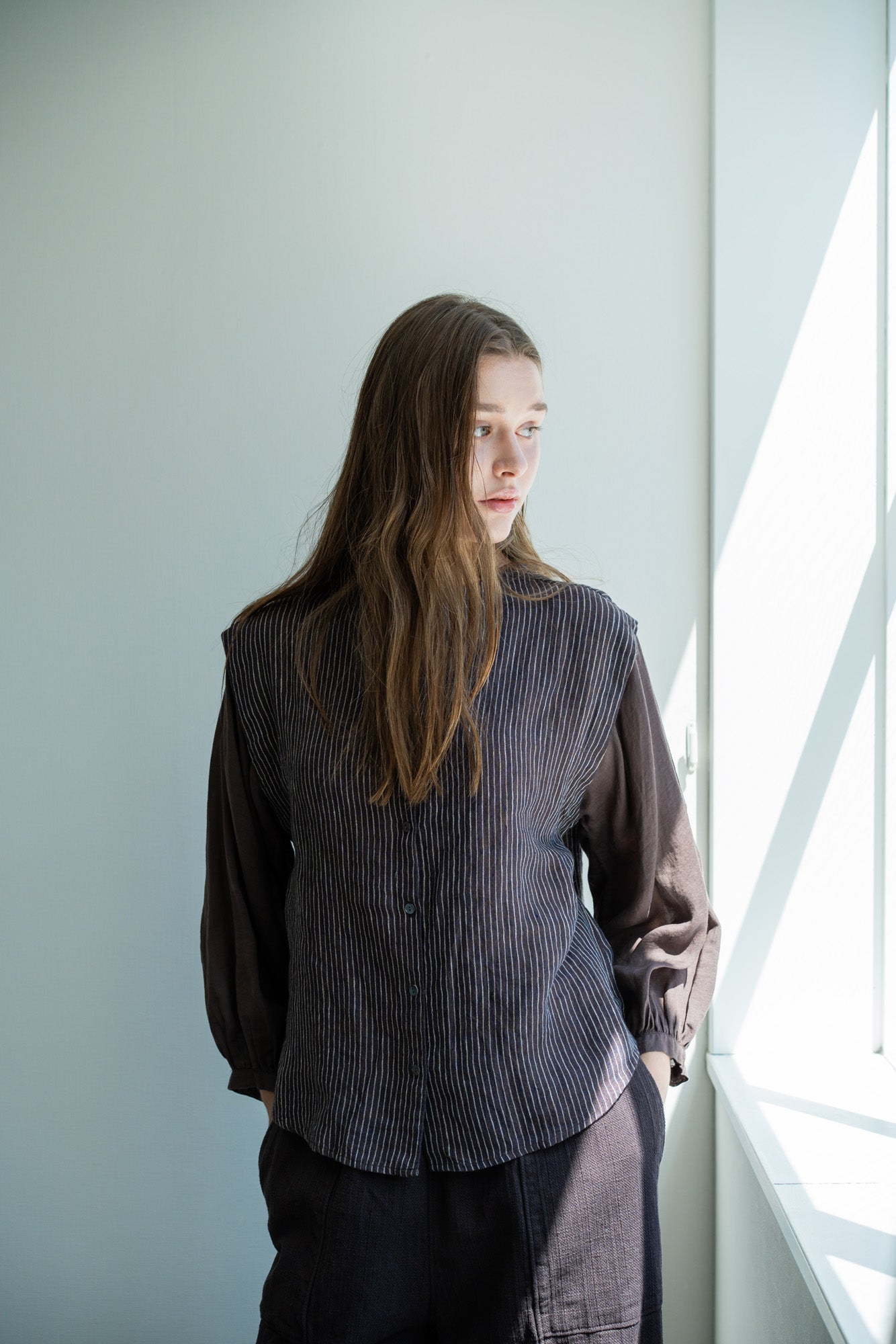 YARRA リネン×シアードッキング2WAYブラウス YR-1613-225