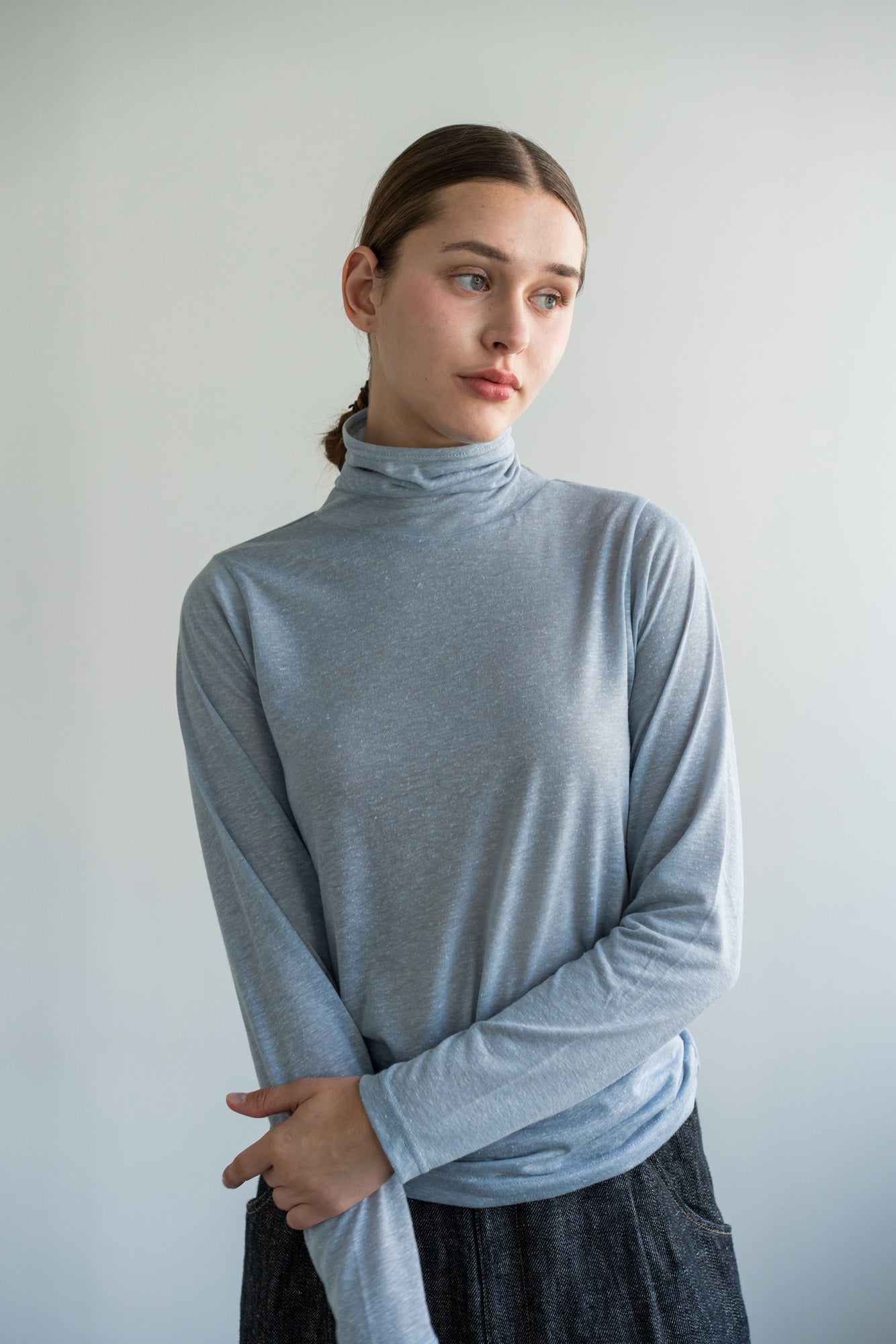 YARRA リネンブレンドタートルプルオーバー YR-1611-204