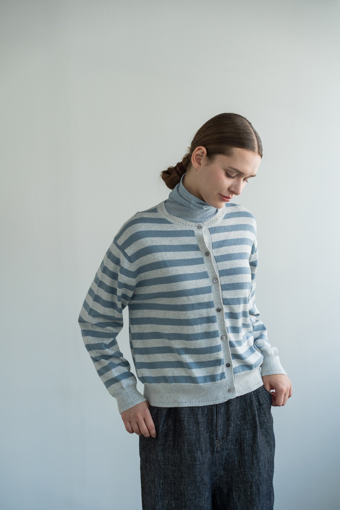 YARRA コットンカシミヤクルーカーディガン YR-1612-206