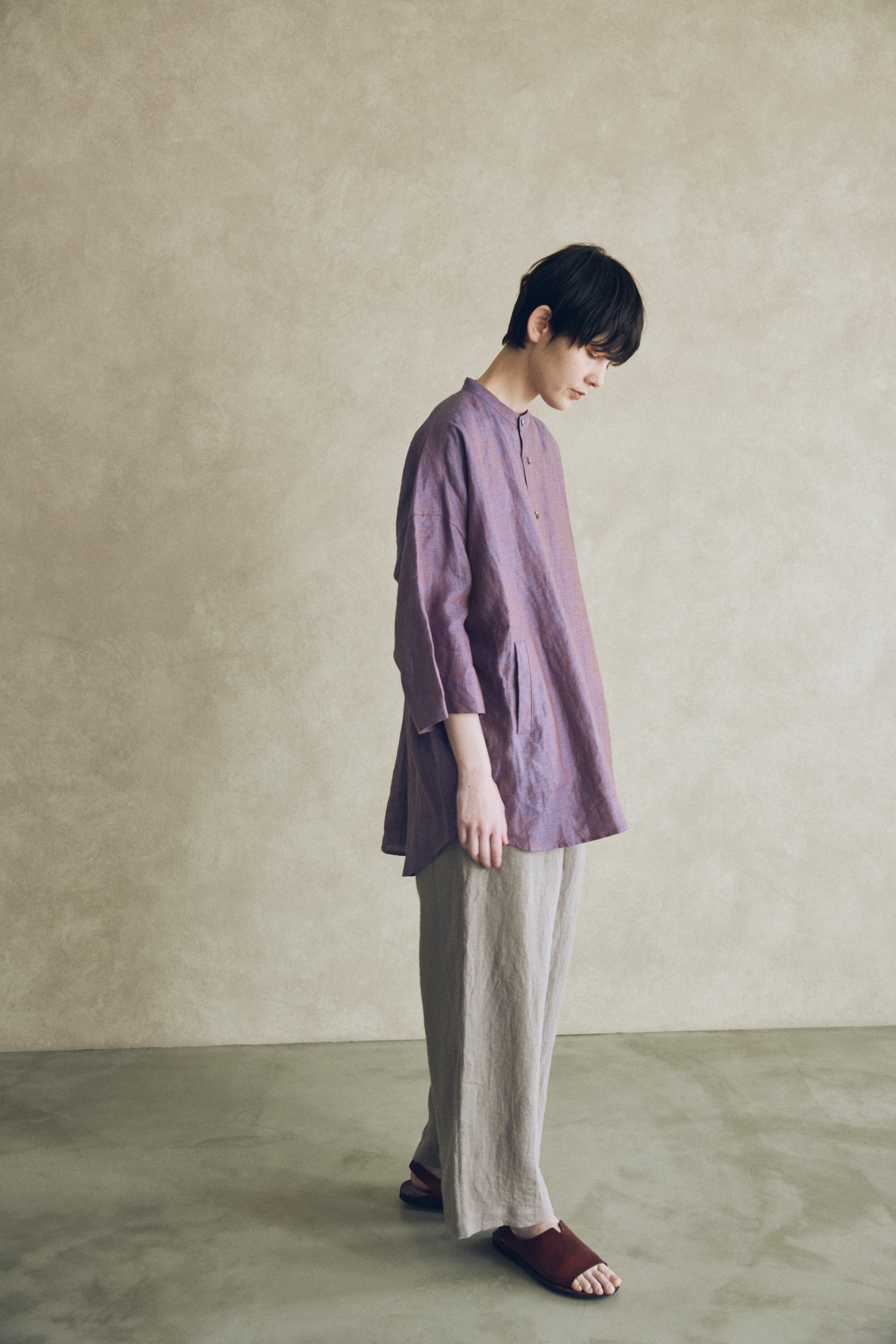 YARRA NEU セミワイドイージーリネンパンツ NU-5535-450