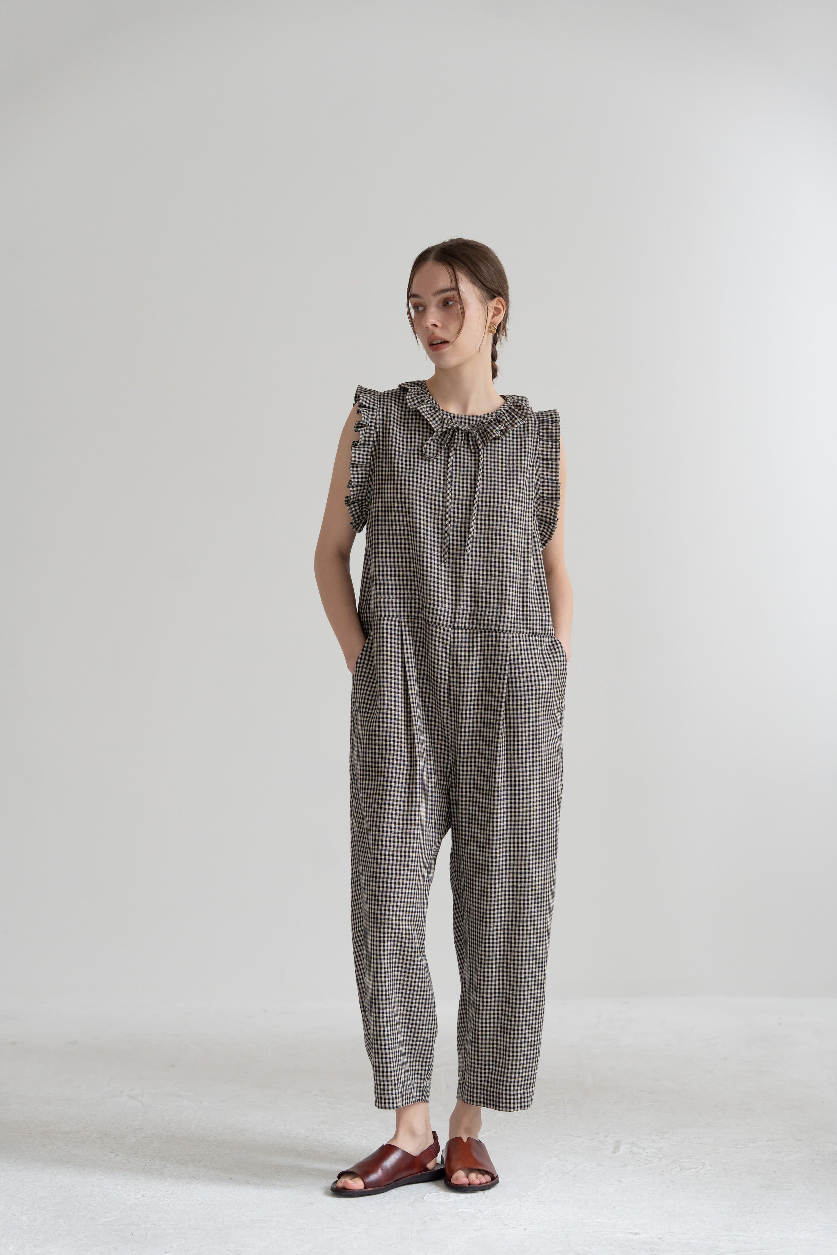 【予約販売】amixYARRA ストール付きフリルサロペット YR-1624-313