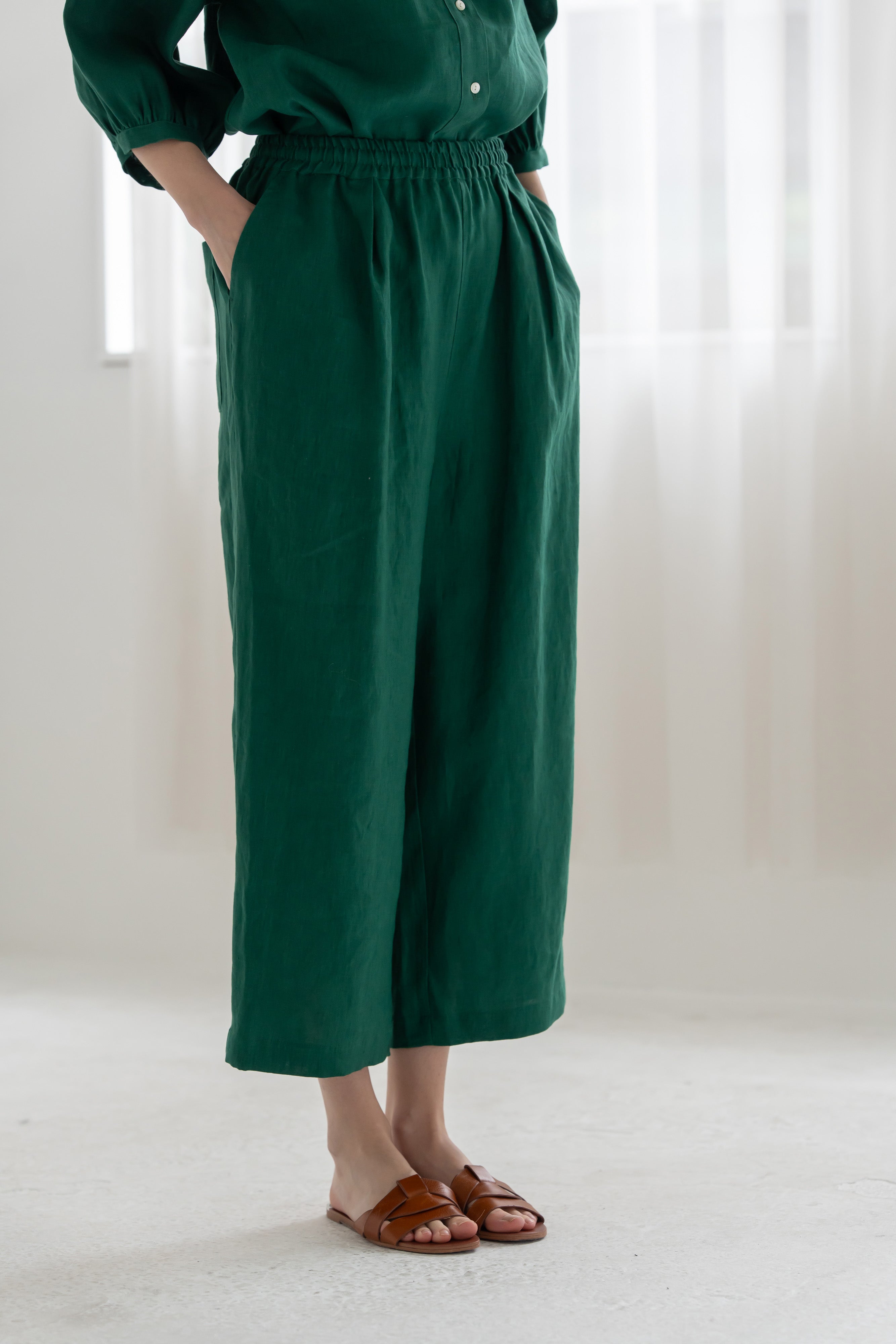 YARRA リネン8分丈パンツ YR-1633-315