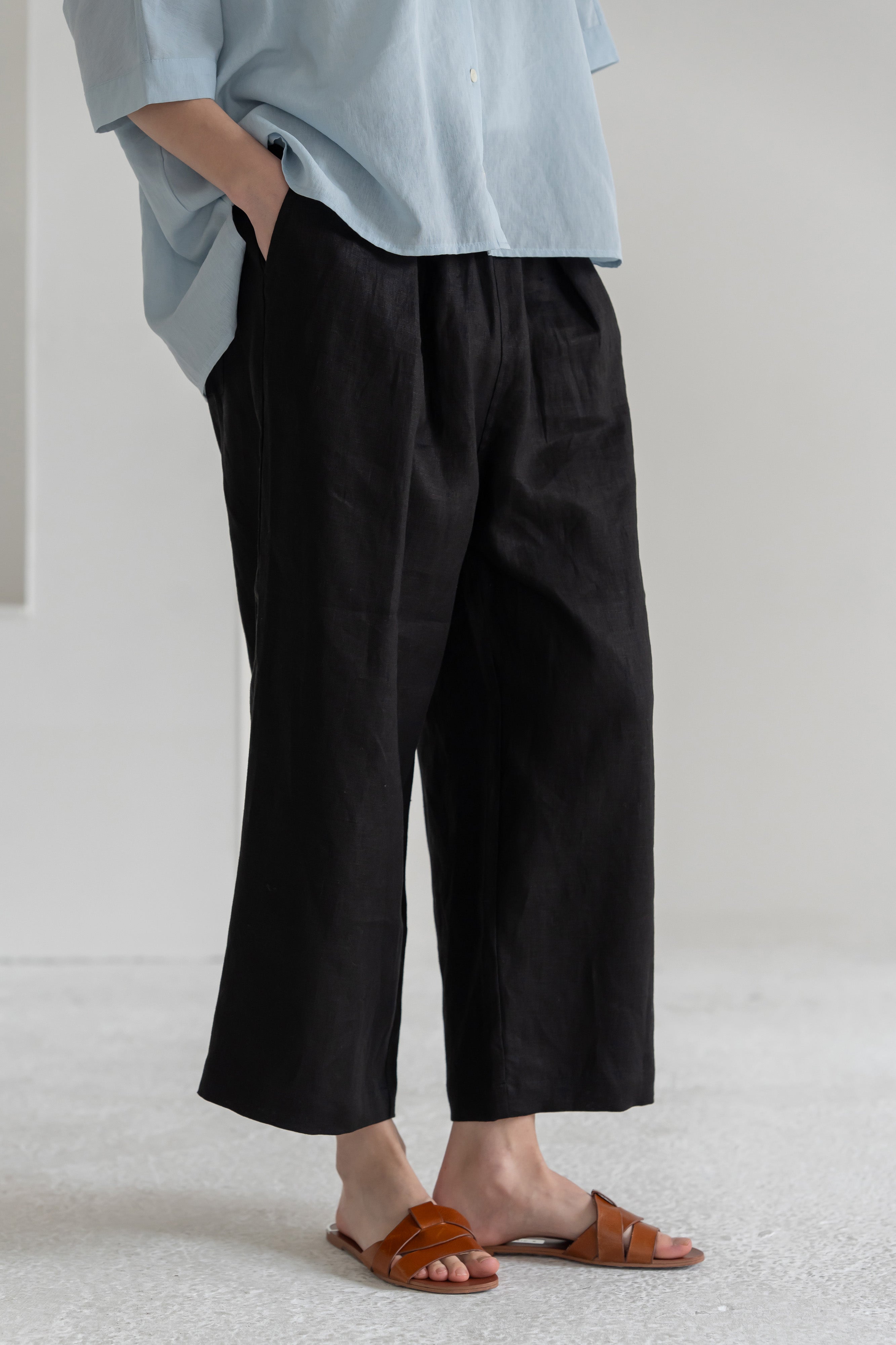YARRA リネン8分丈パンツ YR-1633-315