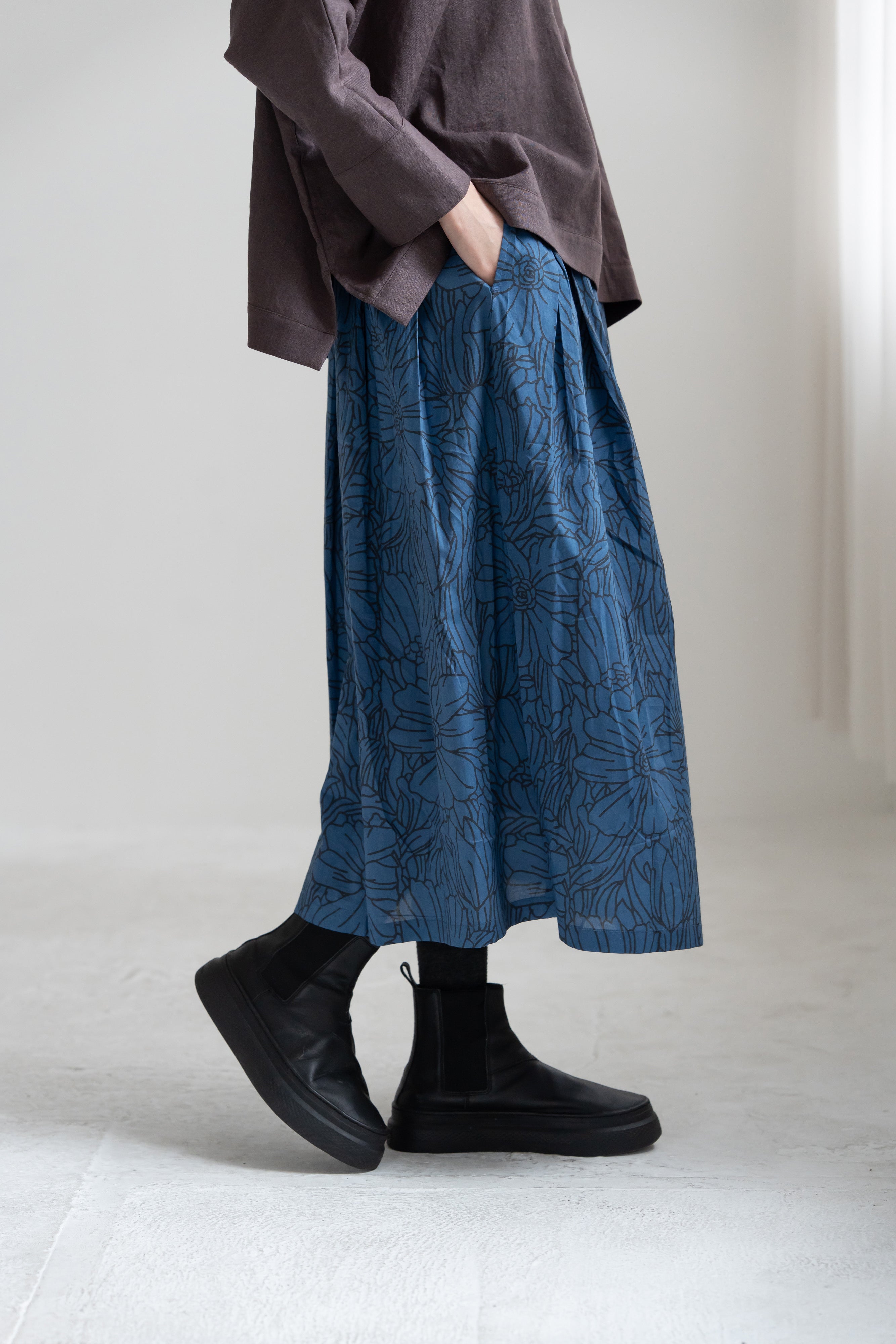 YARRA INDIAプリントタックスカート YR-1646-215
