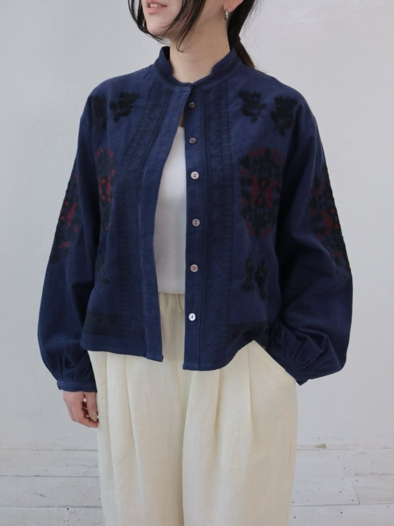 YARRA INDIA刺繍コーデュロイブラウス YR-1553-268