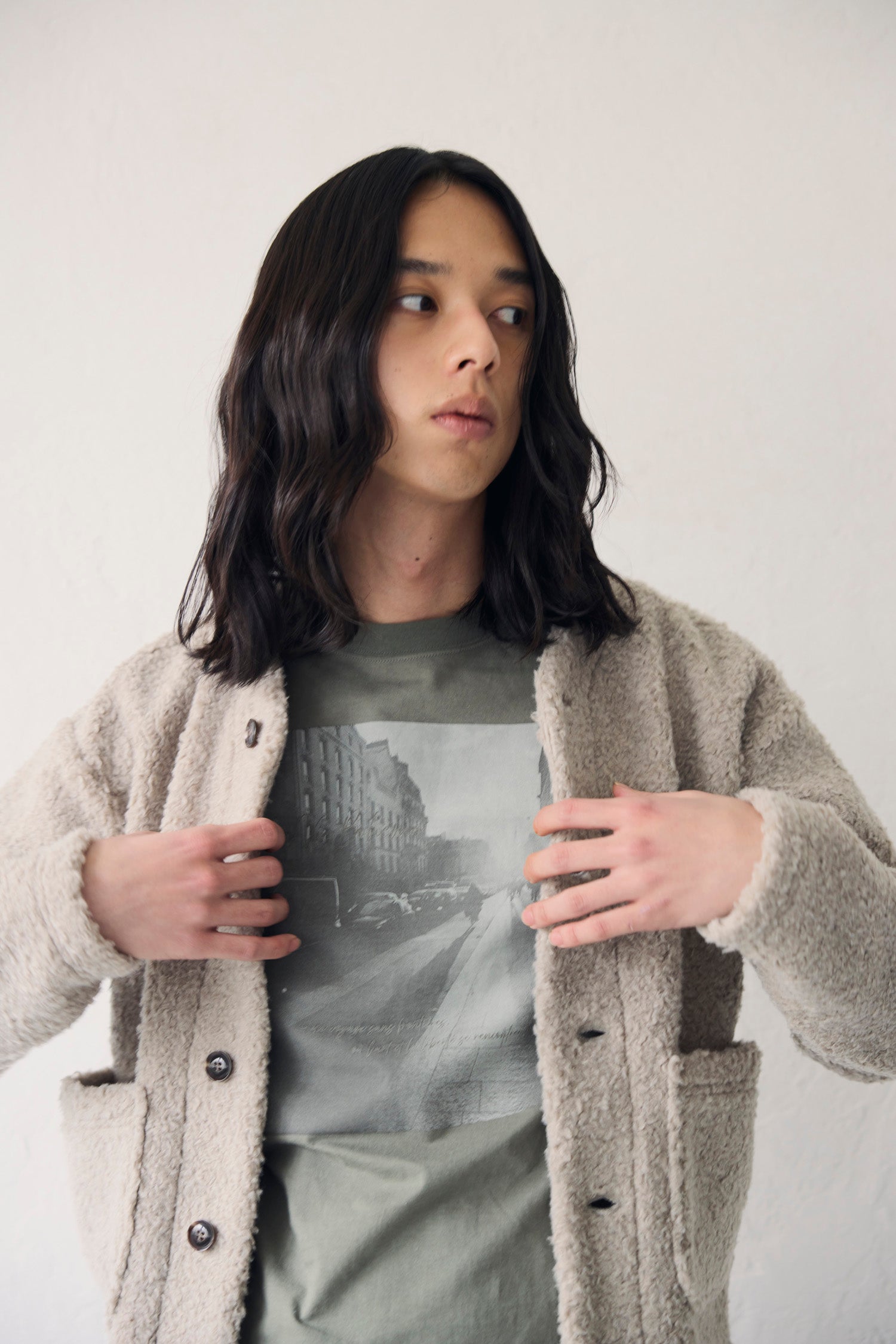 YARRA NEU eveningフォトプリントロングTシャツ NU-5641-402