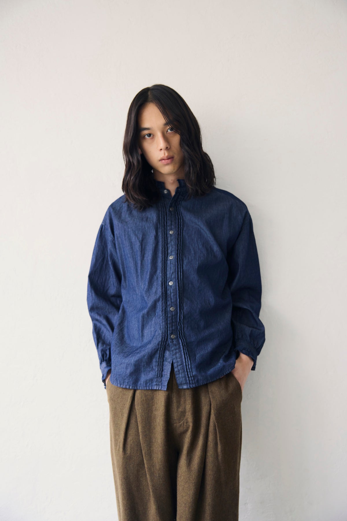 YARRA NEU 4.5ozデニム衿フリルシャツ NU-5653-437