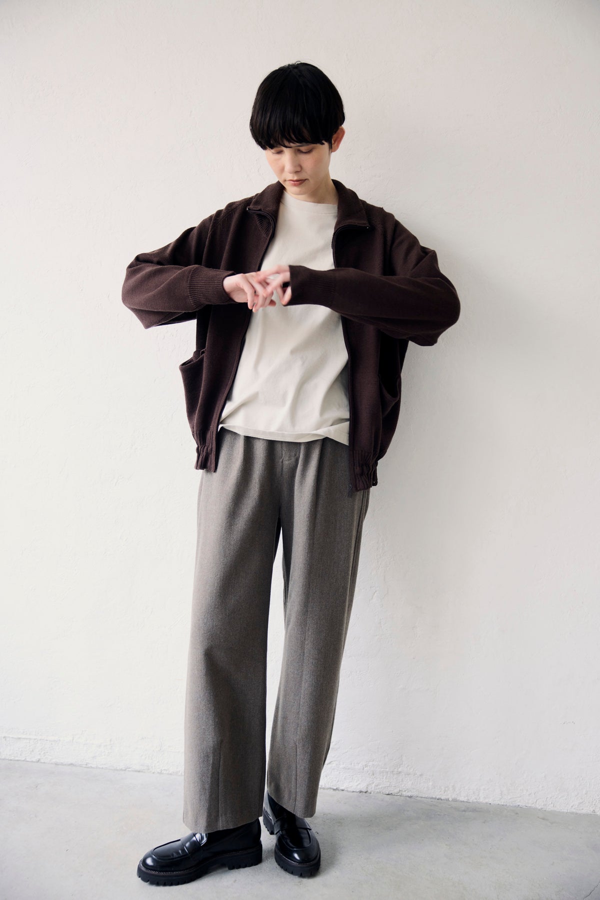 YARRA NEU メリノウールジップアップニットブルゾン NU-5652-434