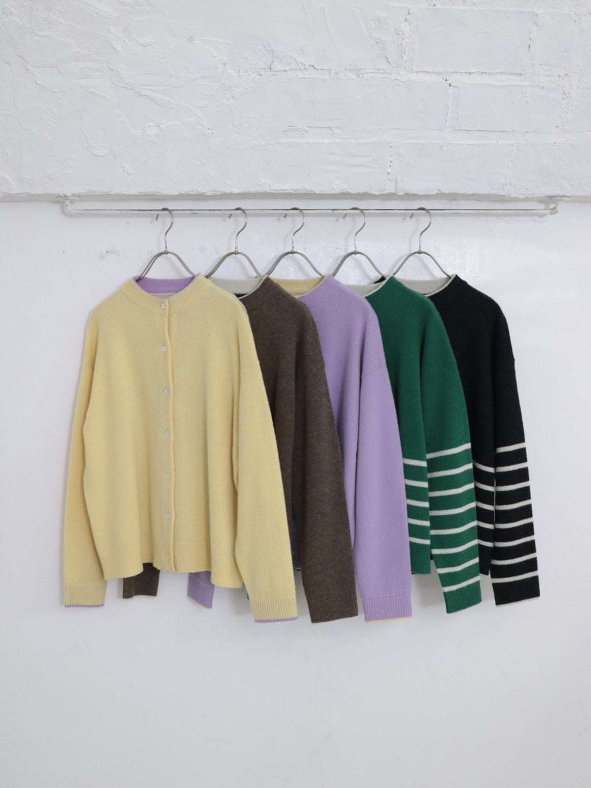 YARRA ラムウール配色ニットカーディガン YR-1552-273