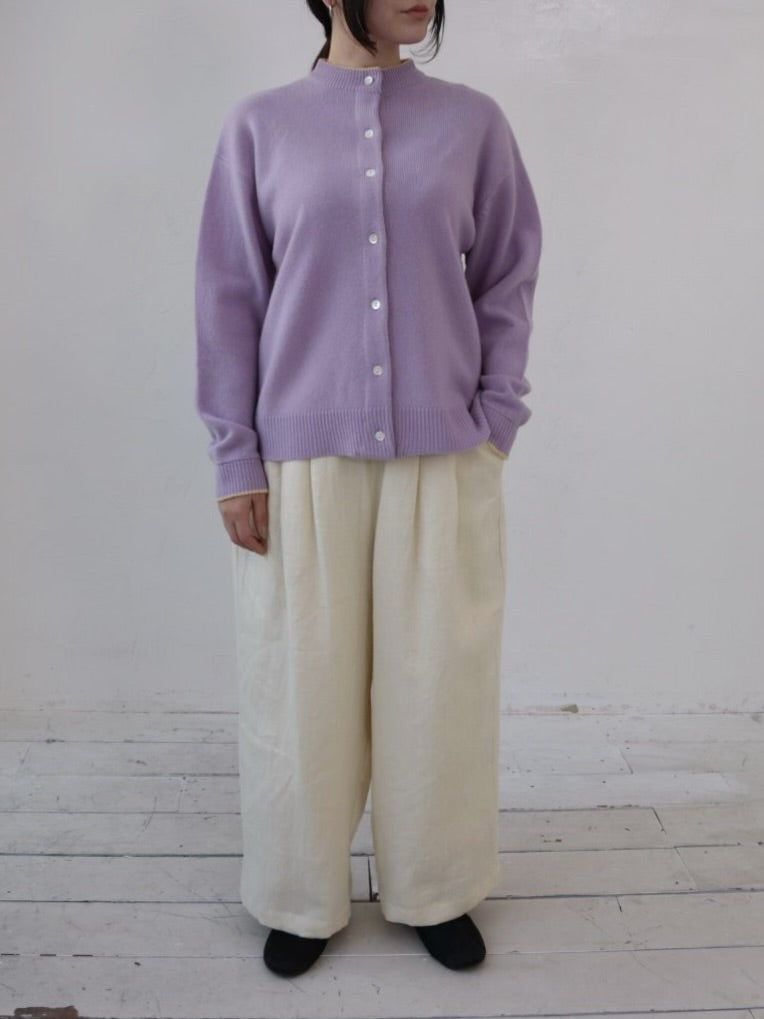 YARRA ラムウール配色ニットカーディガン YR-1552-273