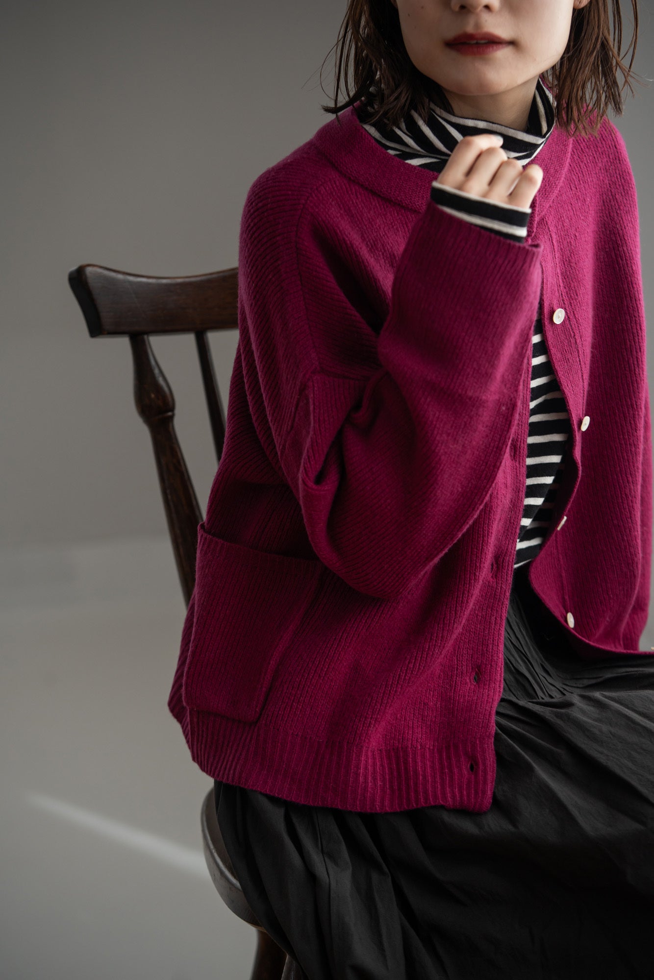 YARRA イタリーメリノ2WAYカーディガン YR-1542-231