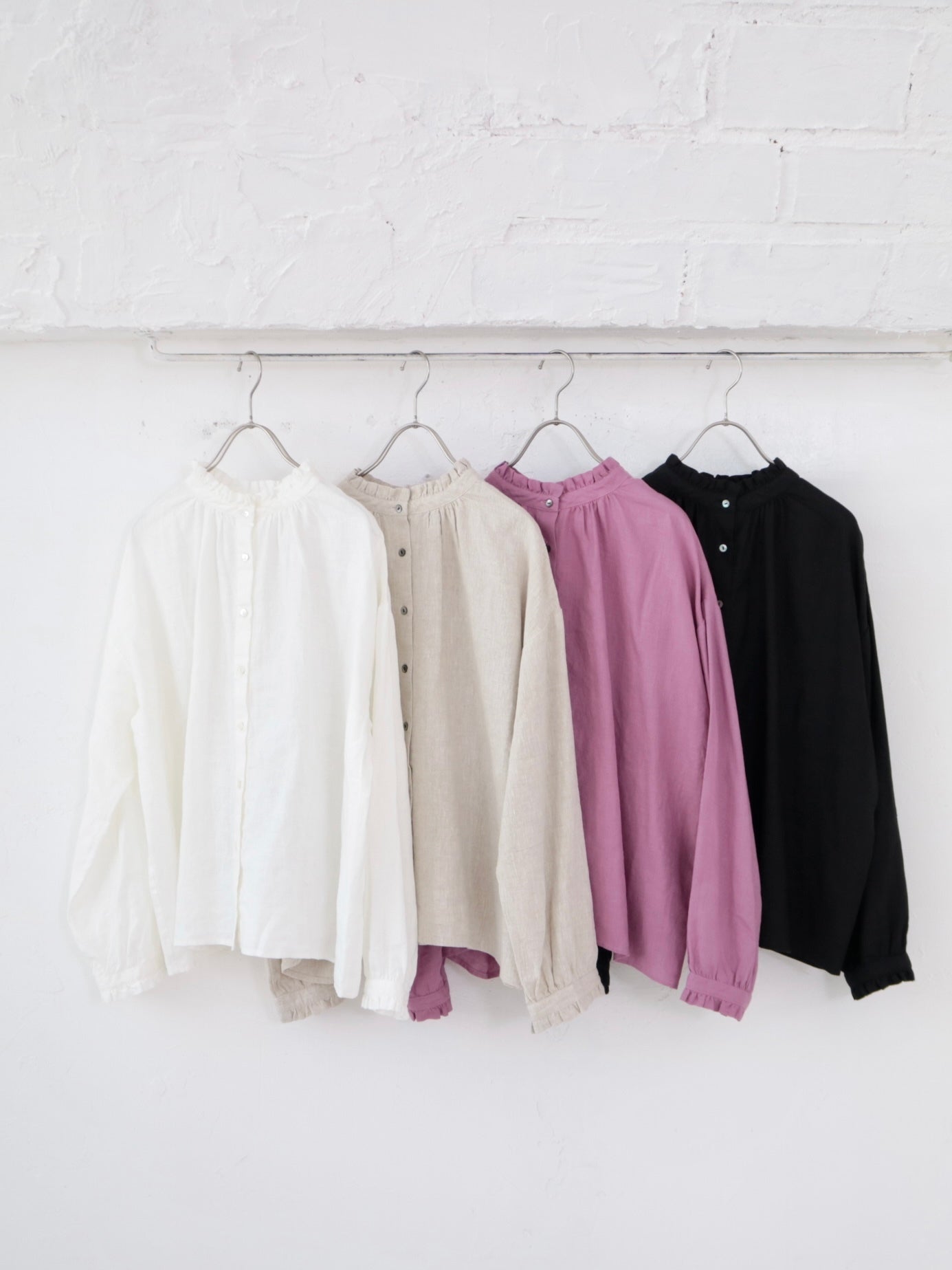 YARRA リネン100フリルカラー2WAYブラウス YR-1543-211