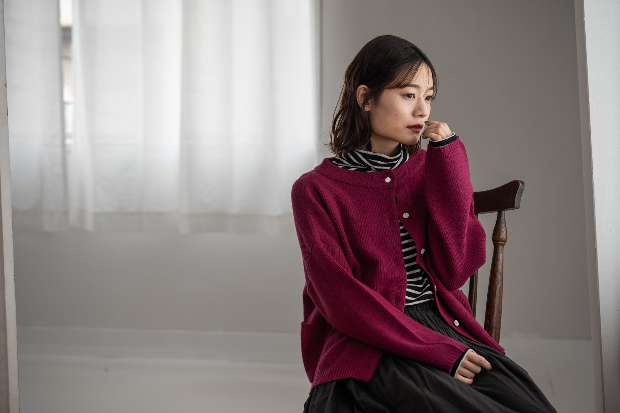 YARRA イタリーメリノ2WAYカーディガン YR-1542-231