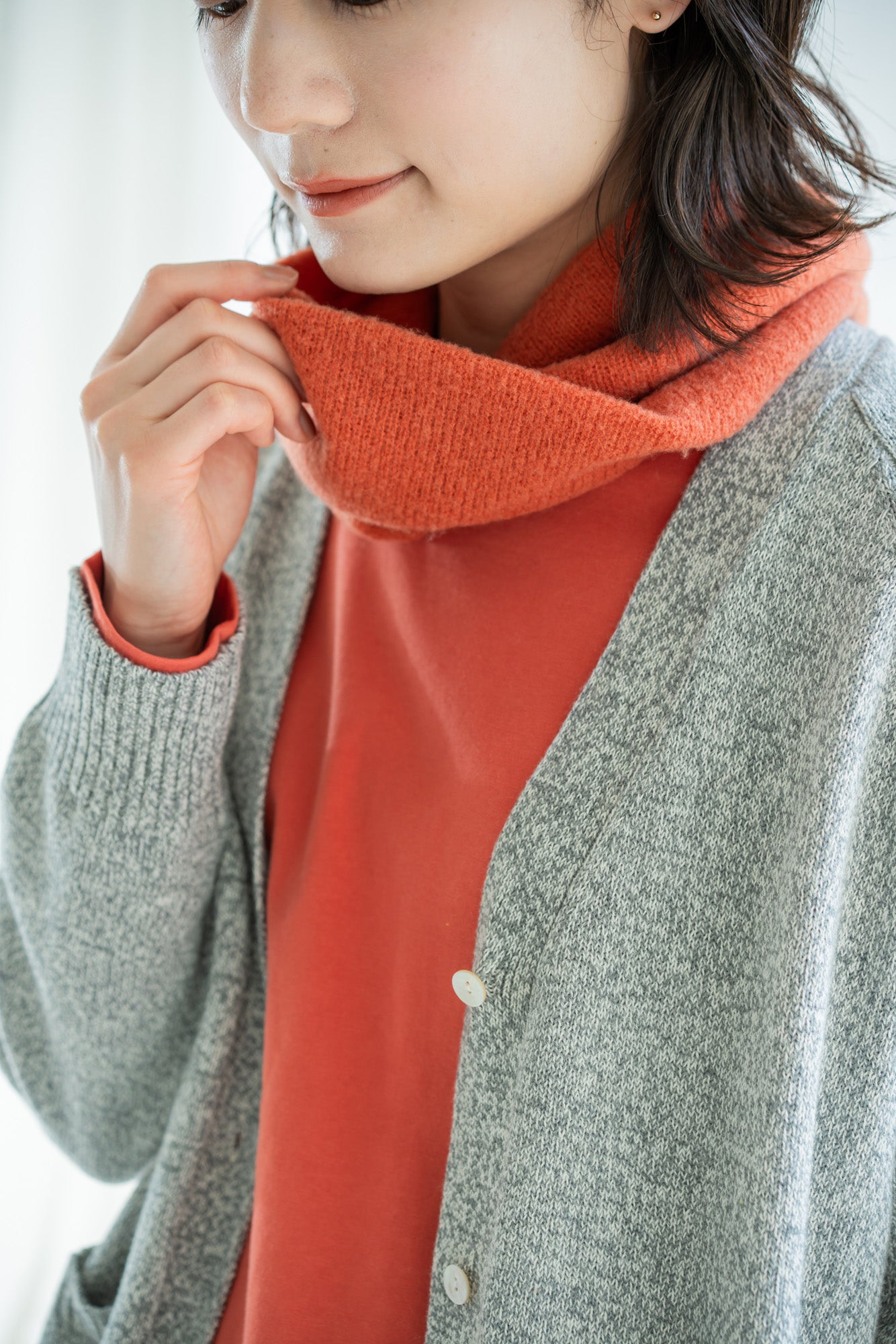 YARRA 撚り杢Vネックカーディガン YR-1442-215