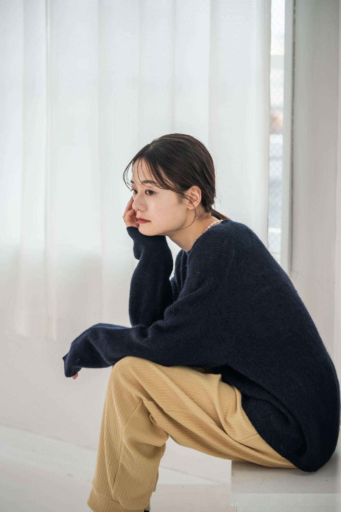 YARRA フリルストライプジャージーパンツ YR-1545-243