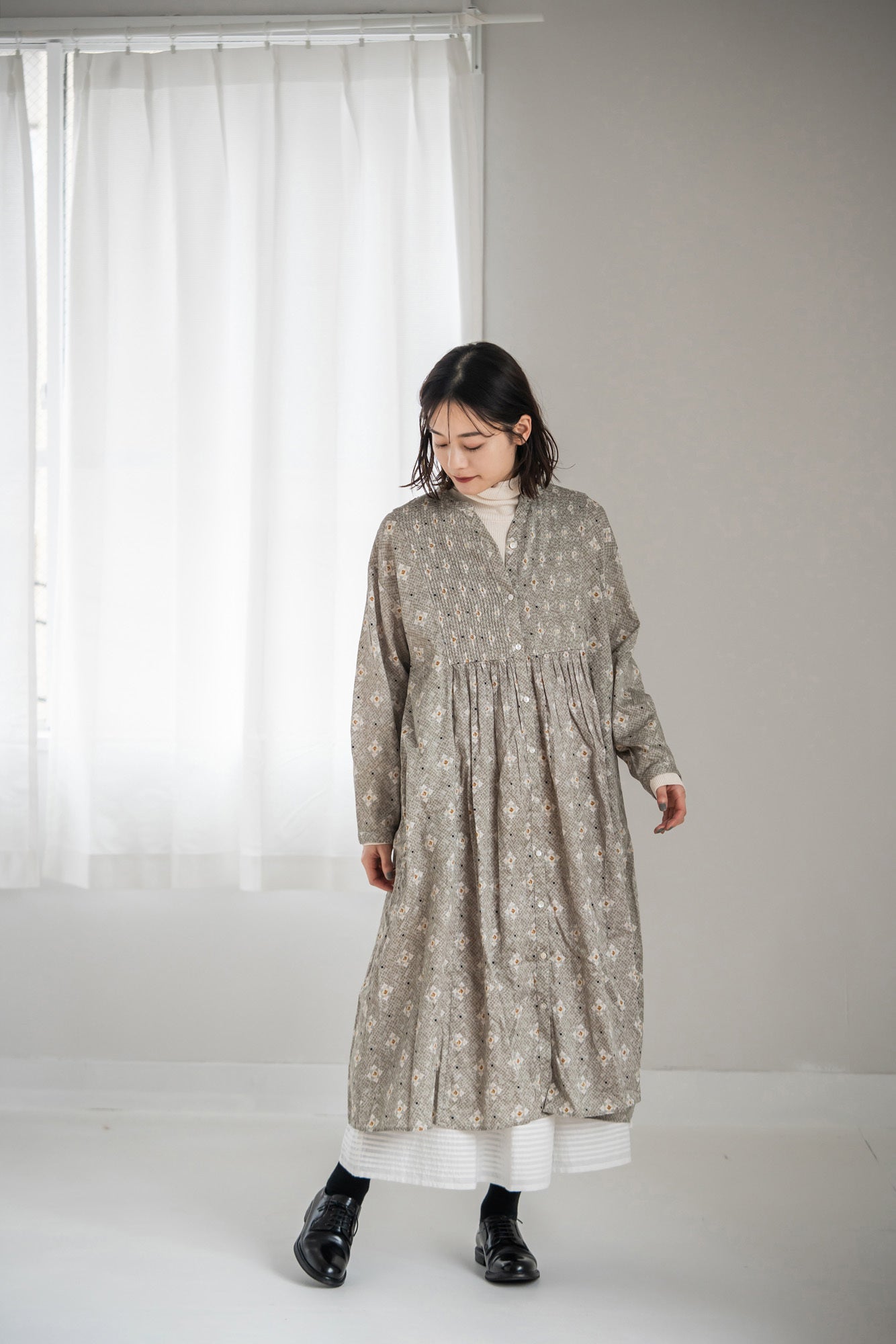 YARRA INDIAプリントピンタックワンピース YR-1544-212