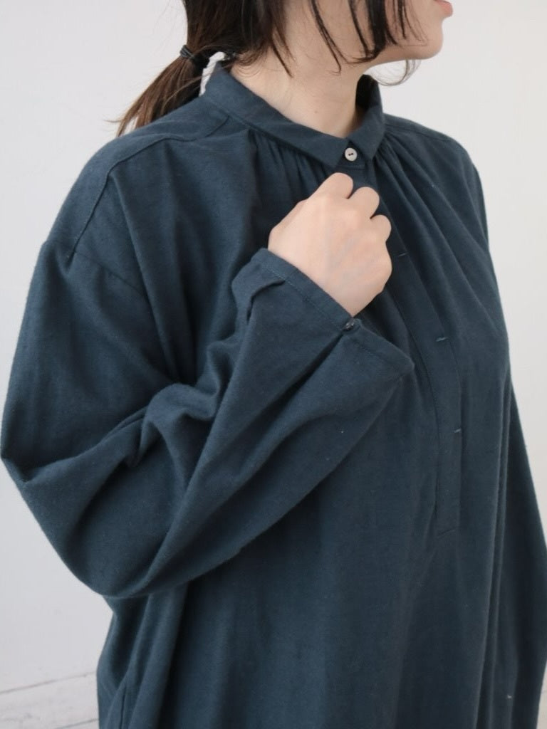 YARRA オリジナルツイルちび衿ギャザーワンピース YR-1554-249