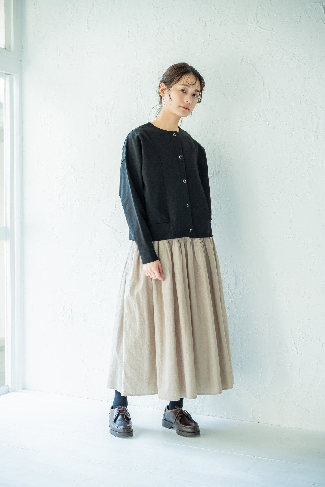 YARRA ドットボタンカットカーディガン YR-1441-213