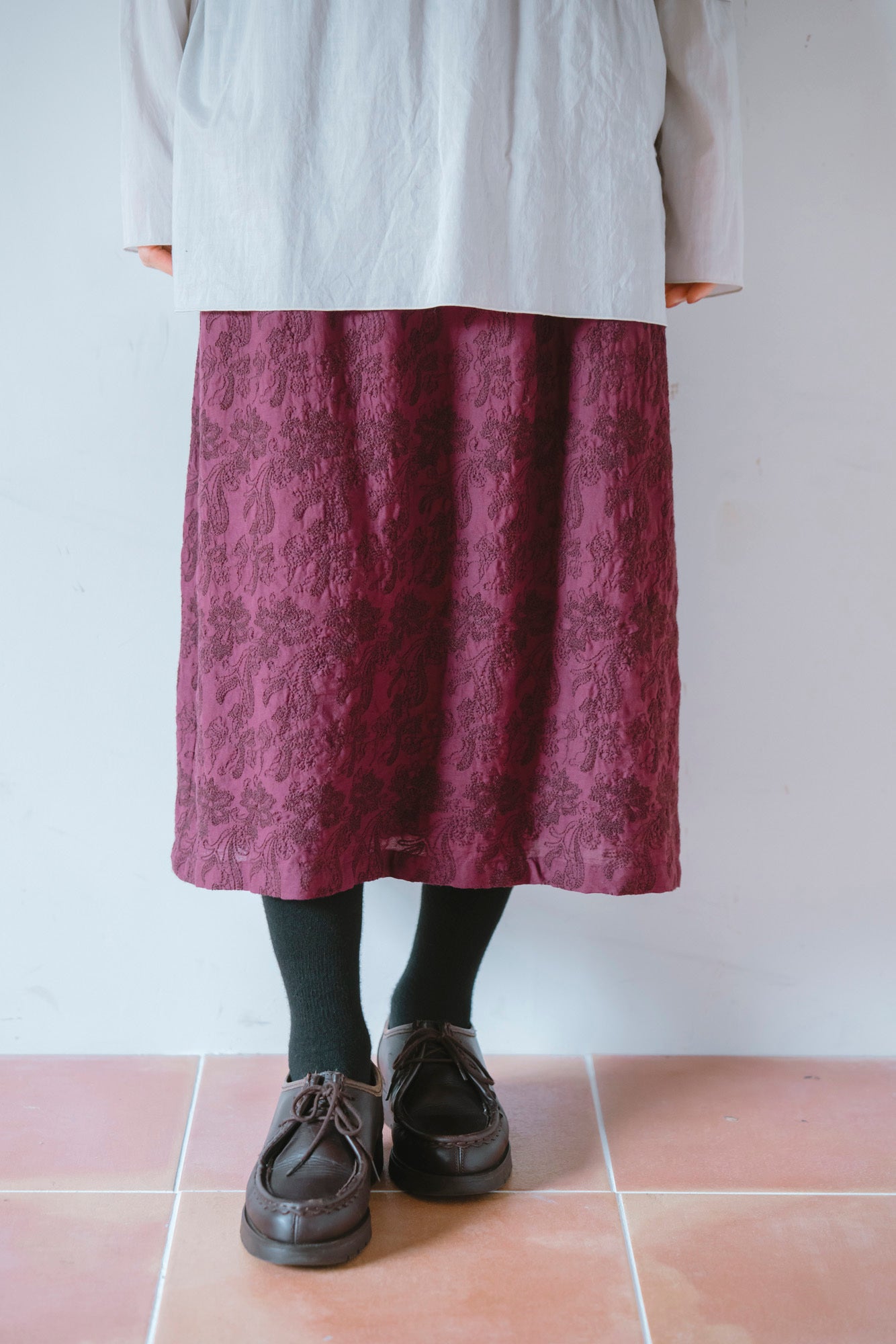 YARRA INDIAボイル刺繍スカート YR-1556-251