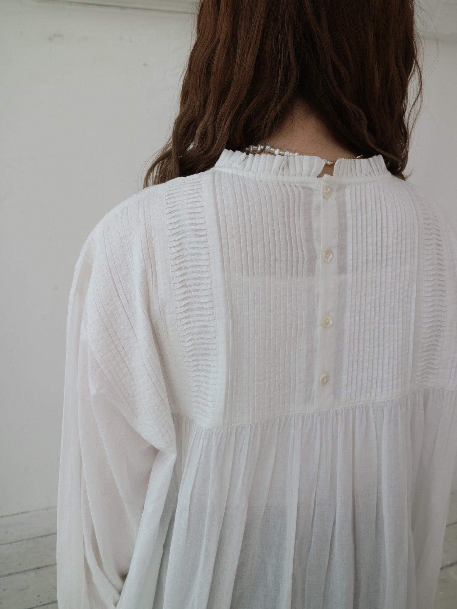 YARRA INDIAフリル衿ピンタックワンピース YR-1544-208