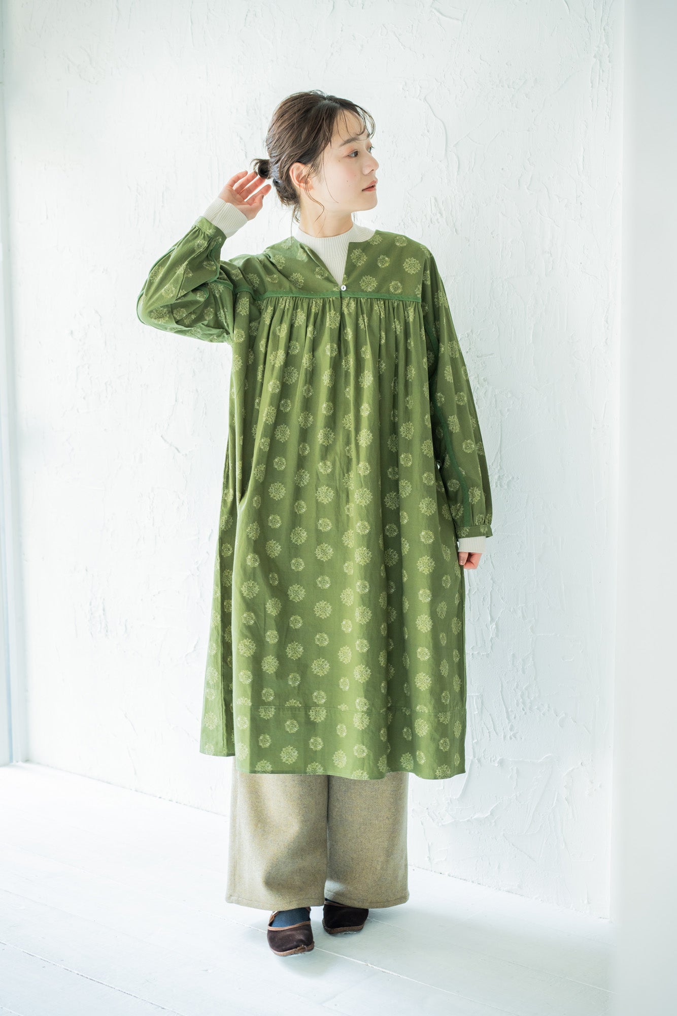 YARRA 綿カシミヤハイネックリブニット YR-1442-222