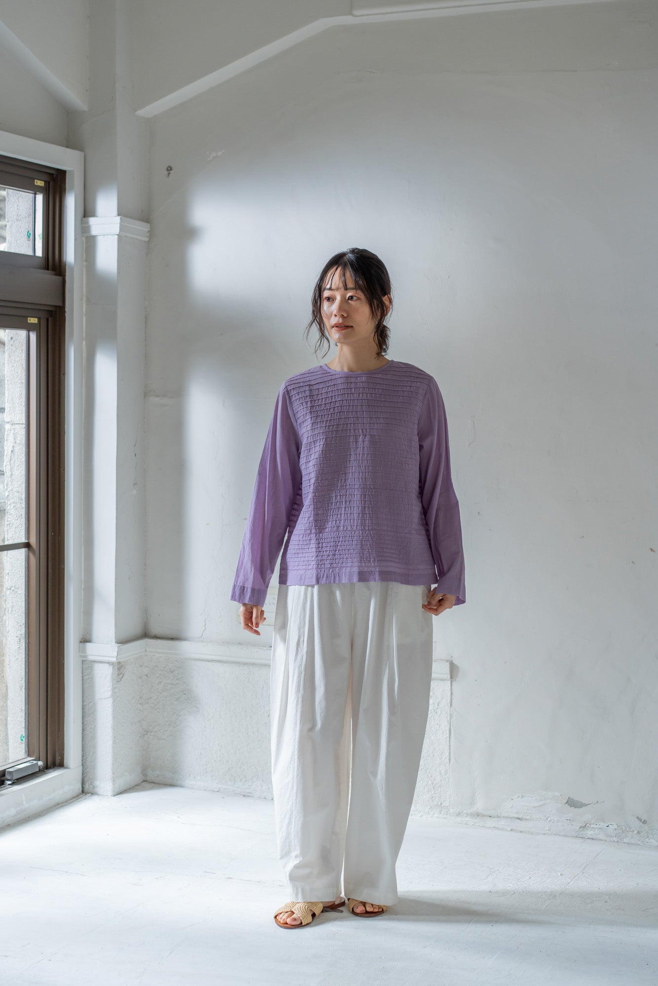 YARRA INDIAピンタック2WAYブラウス YR-1523-257