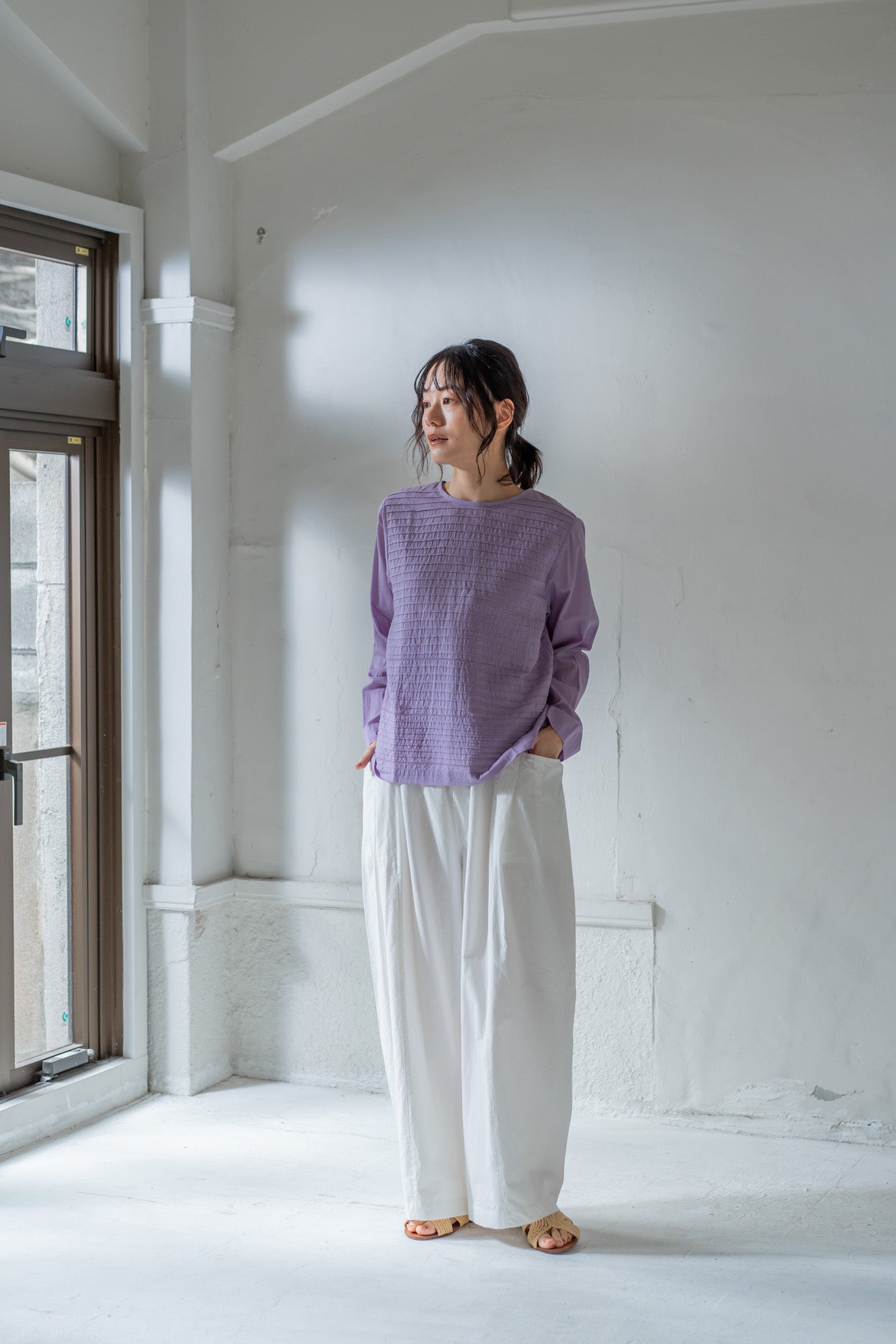 YARRA INDIAピンタック2WAYブラウス YR-1523-257