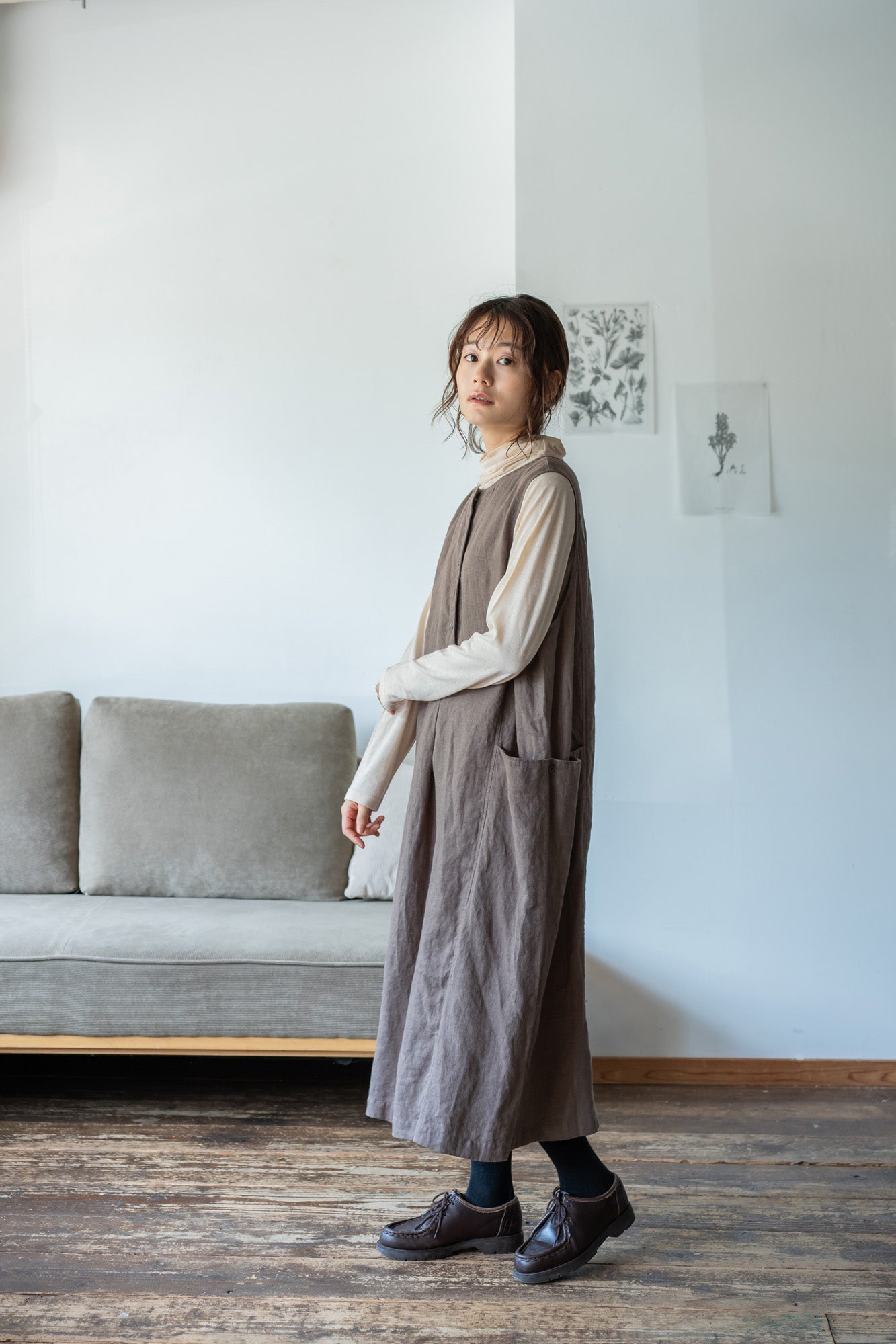 YARRA コットンリネンタートルプルオーバー YR-1511-206