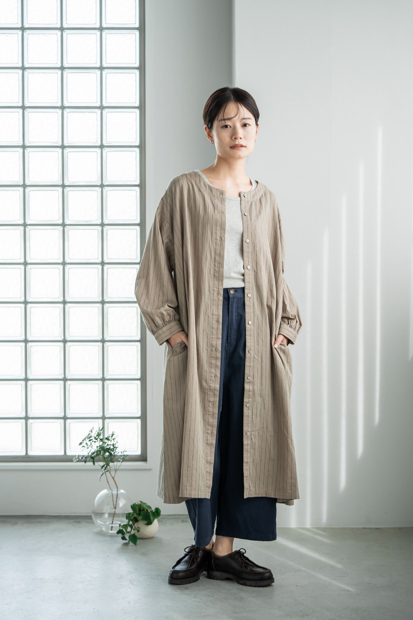 YARRA 綿100ワッシャー8分丈パンツ YR-1415-223