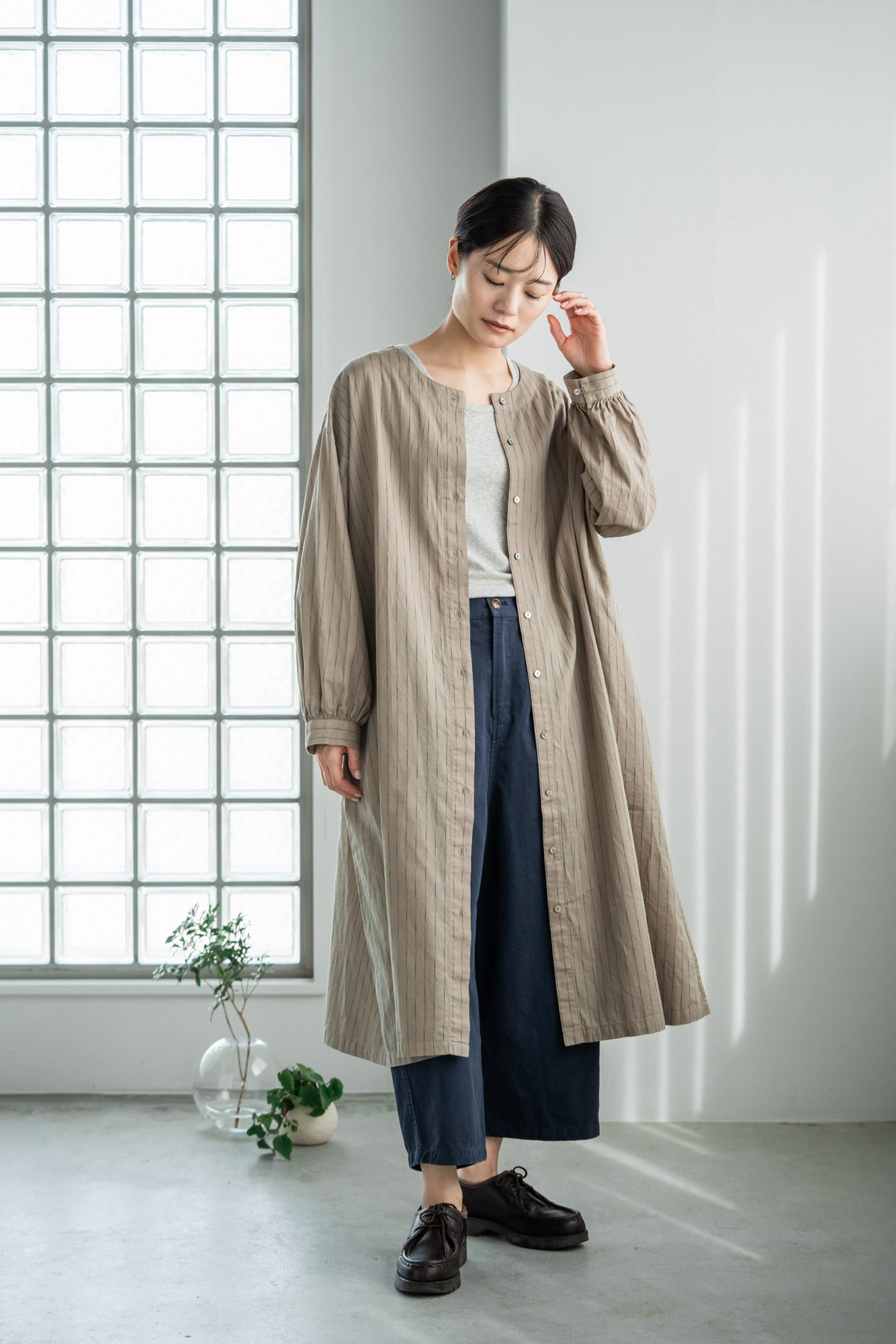 YARRA 綿100ワッシャー8分丈パンツ YR-1415-223