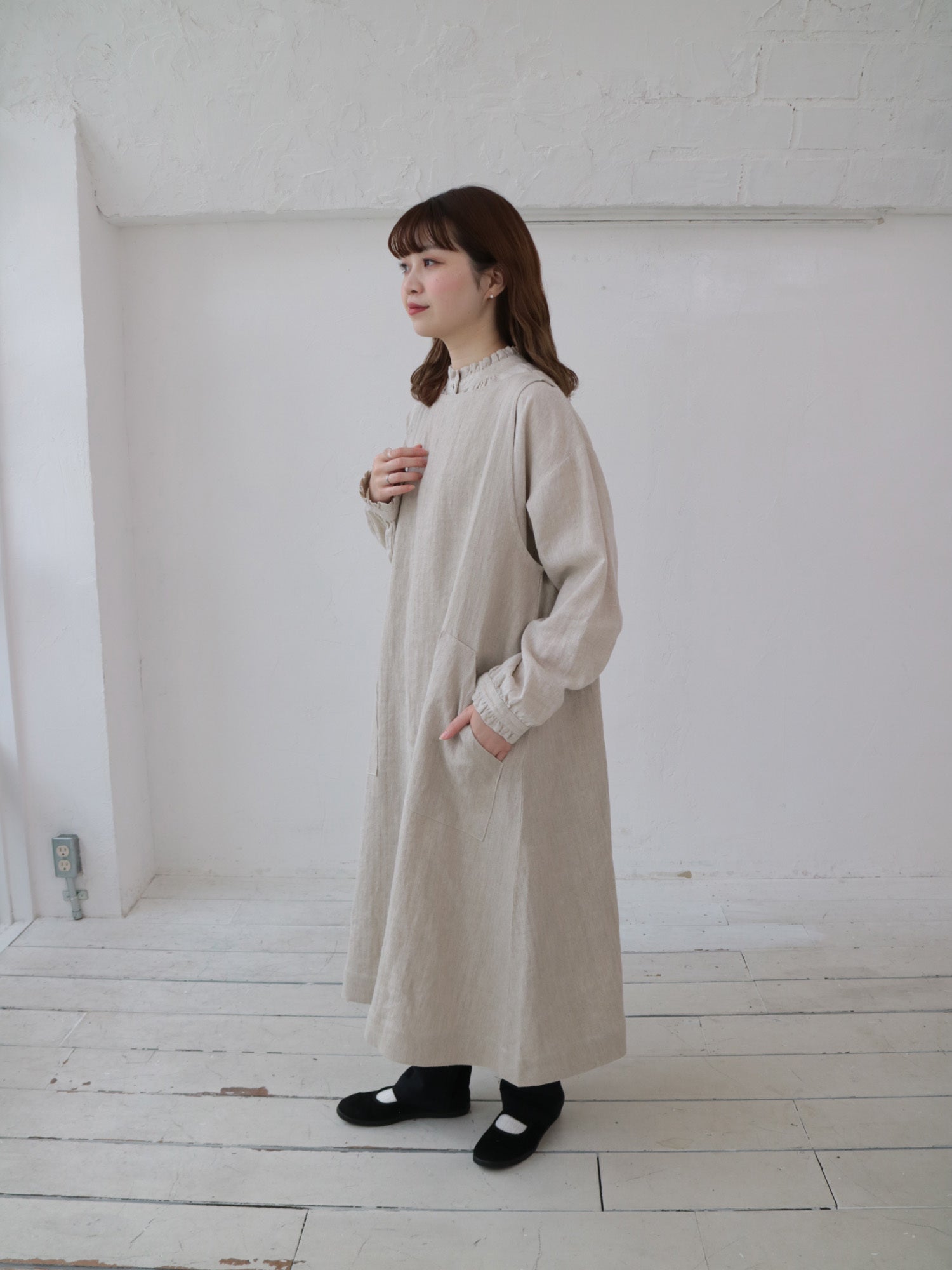 YARRA へリンボンポケットジャンパースカート YR-1544-206