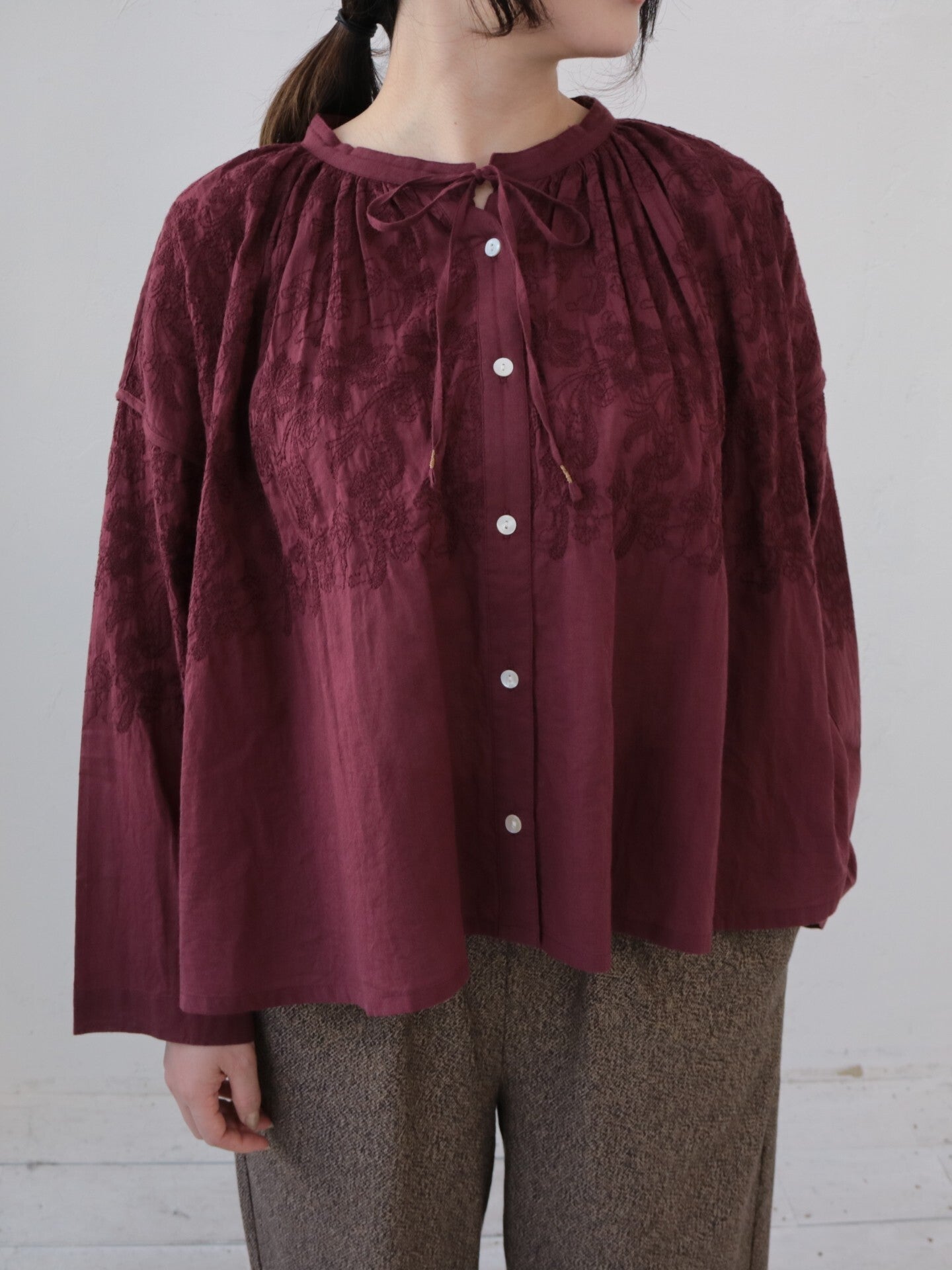 YARRA INDIAボイル刺繍ブラウス YR-1553-250