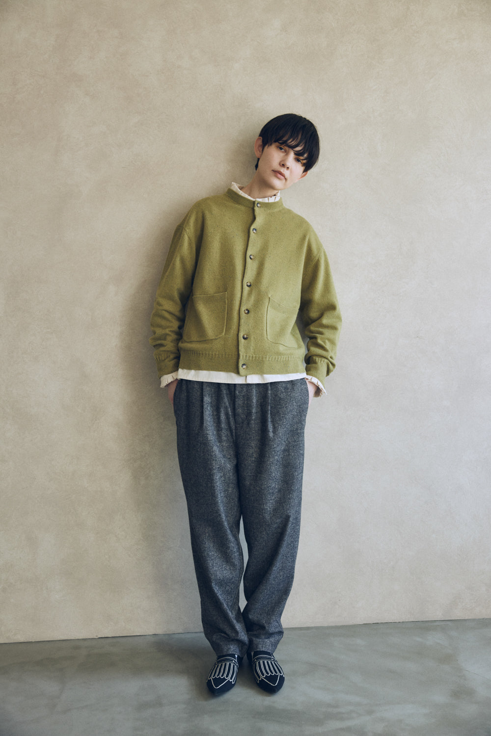 YARRA NEU カラーネップメリノニットカーディガン NU-5552-420