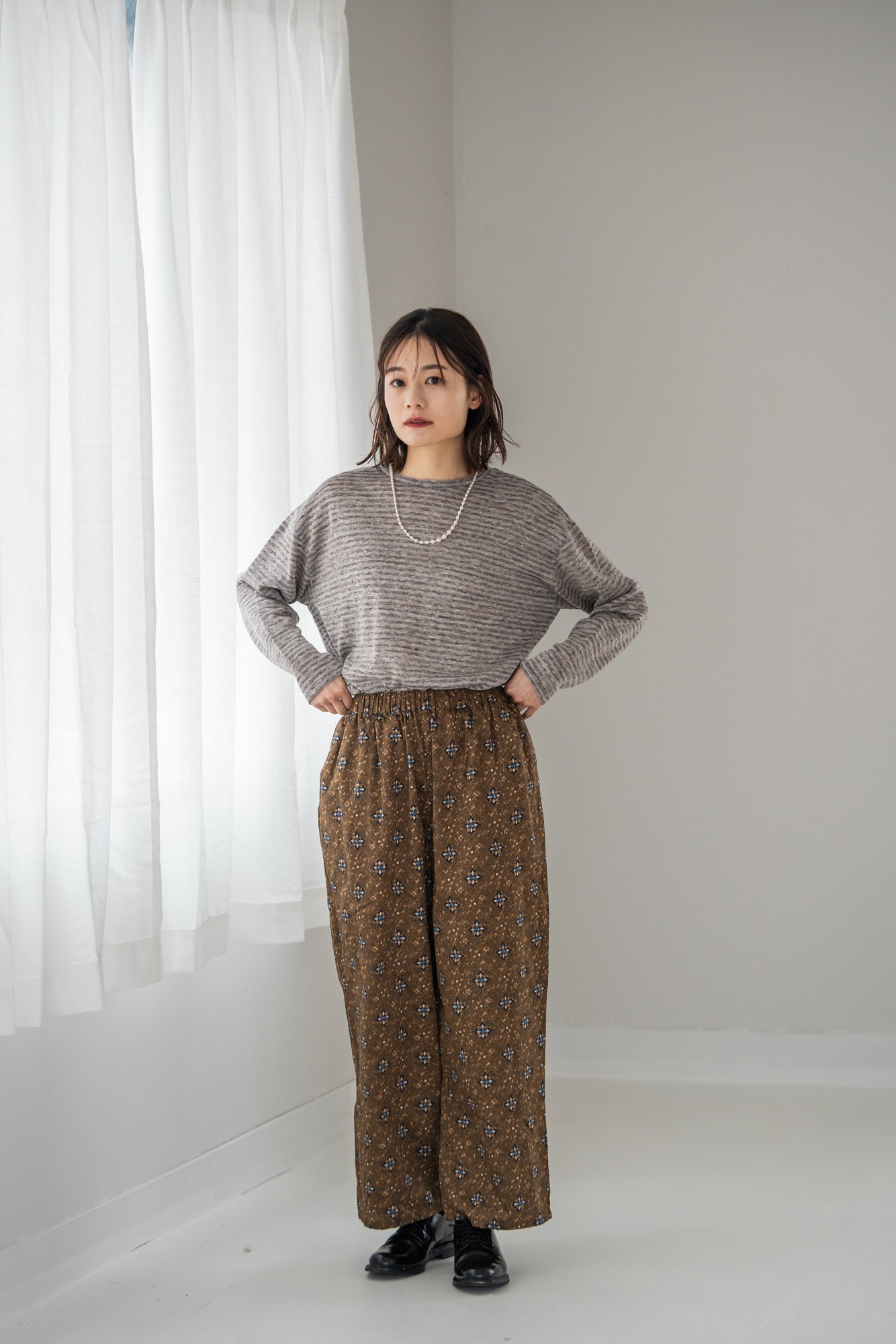 YARRA INDIAプリントストレートパンツ YR-1545-213