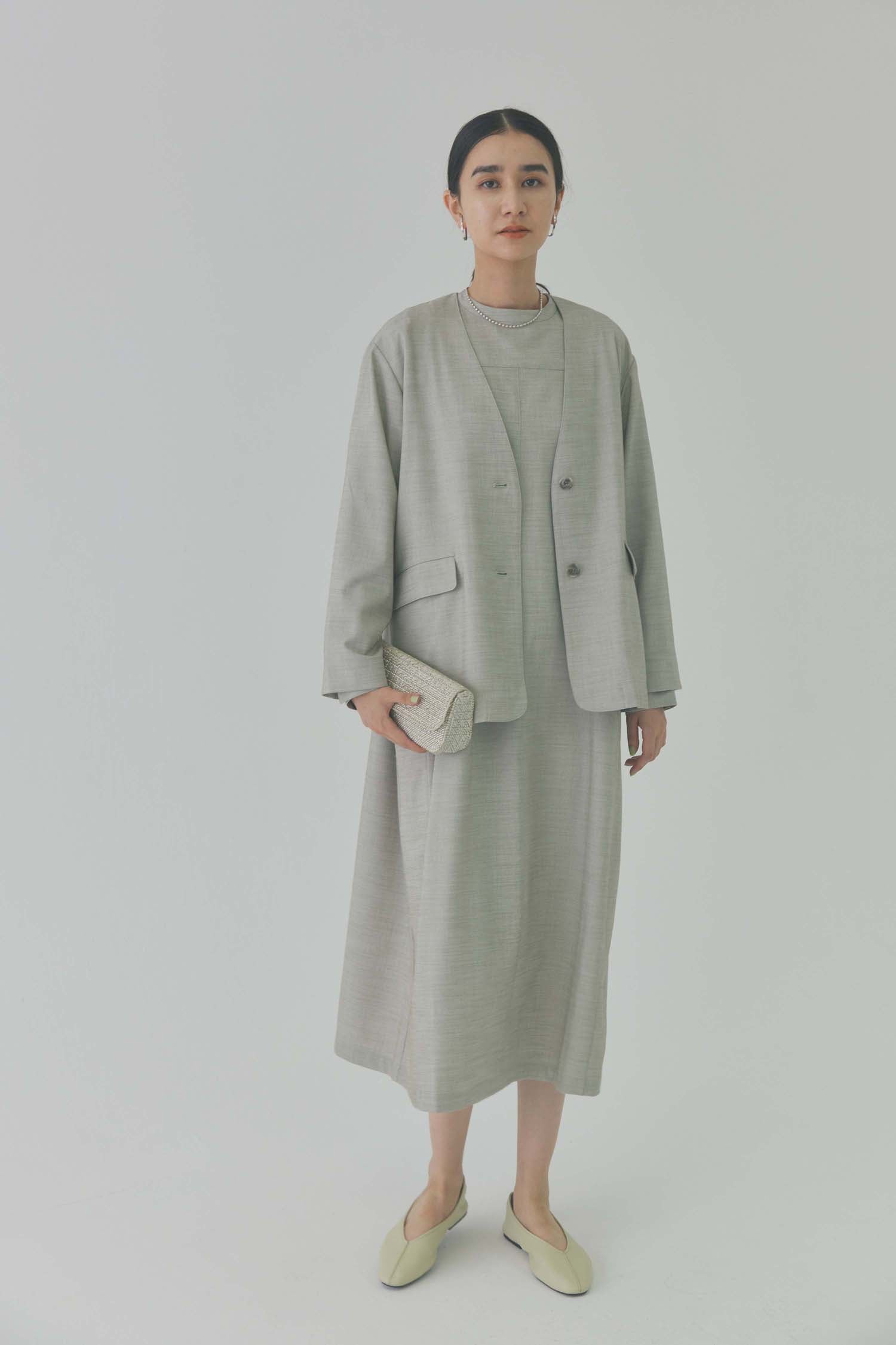 doux bleu Vネックノーカラージャケット DB-2417-002