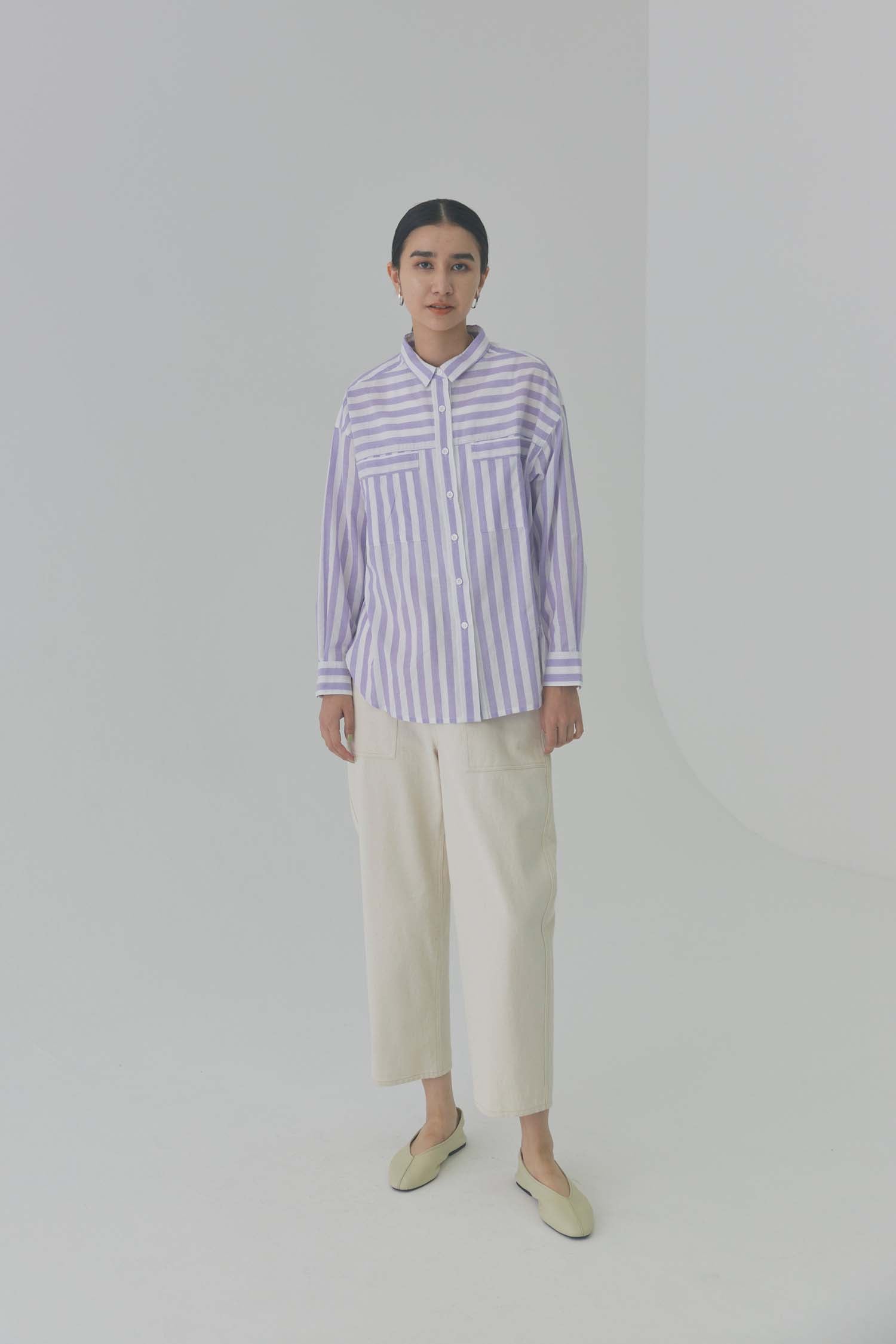doux bleu ストライプボックスワイドシャツ DB-2413-007