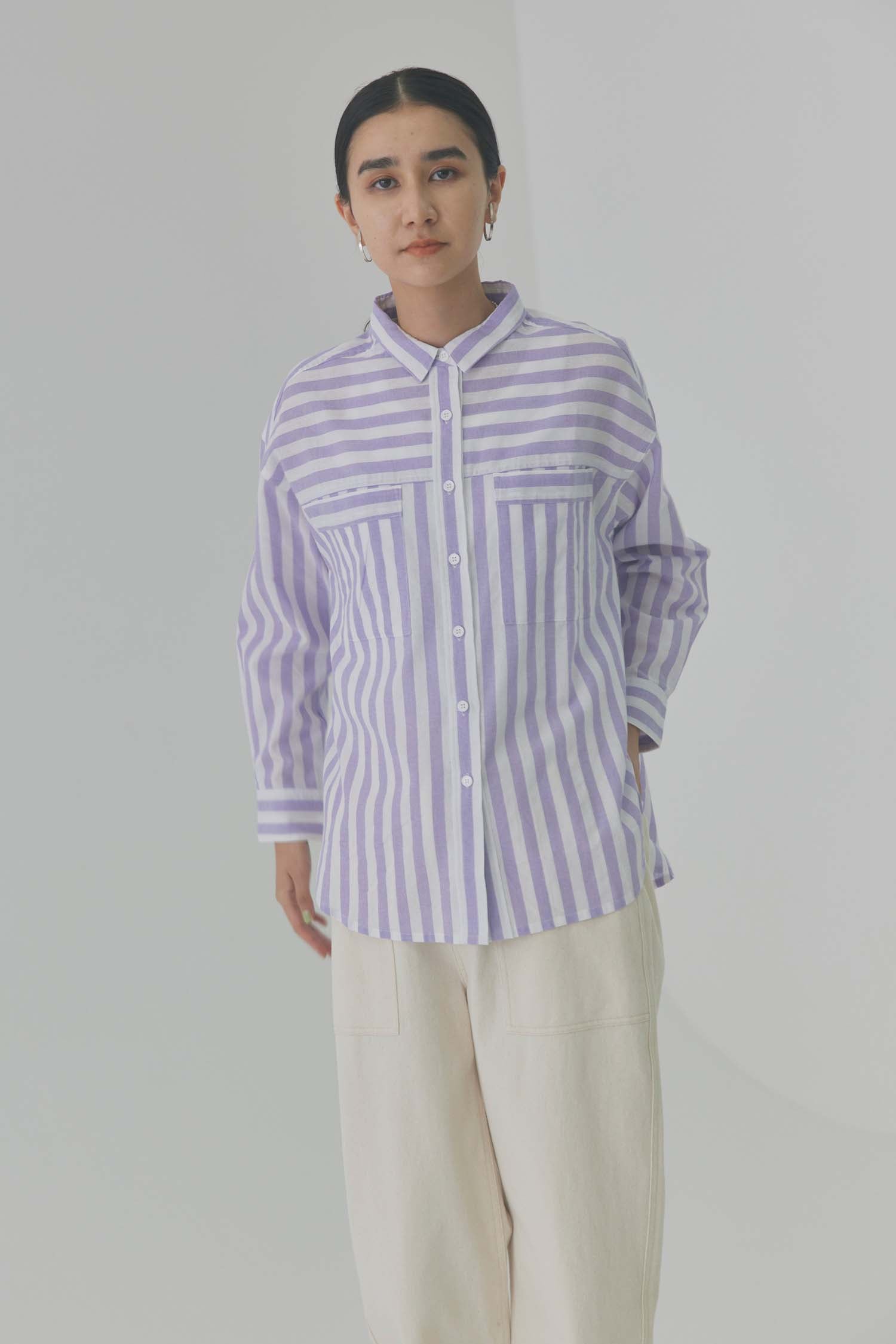 doux bleu ストライプボックスワイドシャツ DB-2413-007