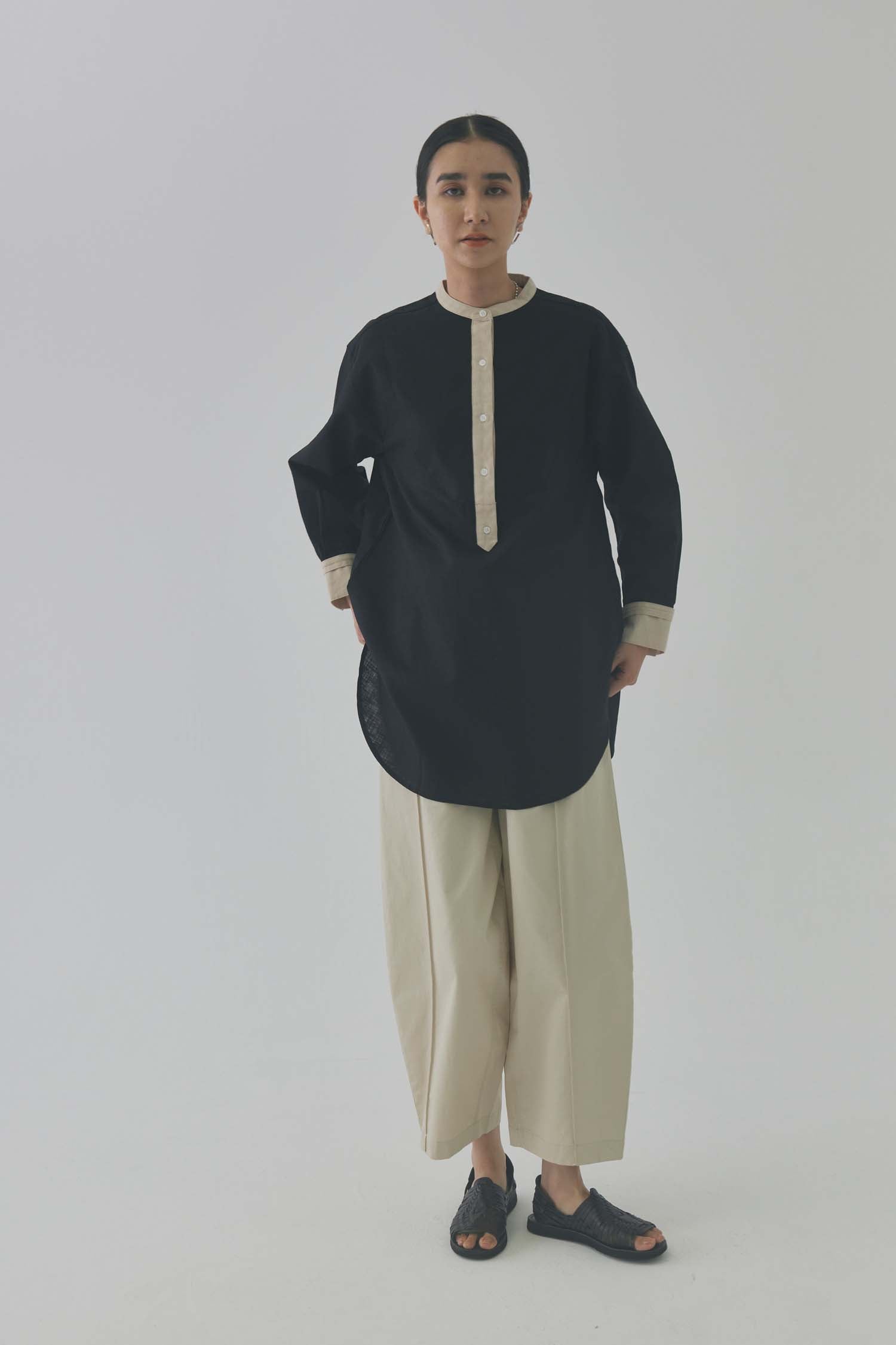 doux bleu ラミークレリックチュニックシャツ DB-2413-023