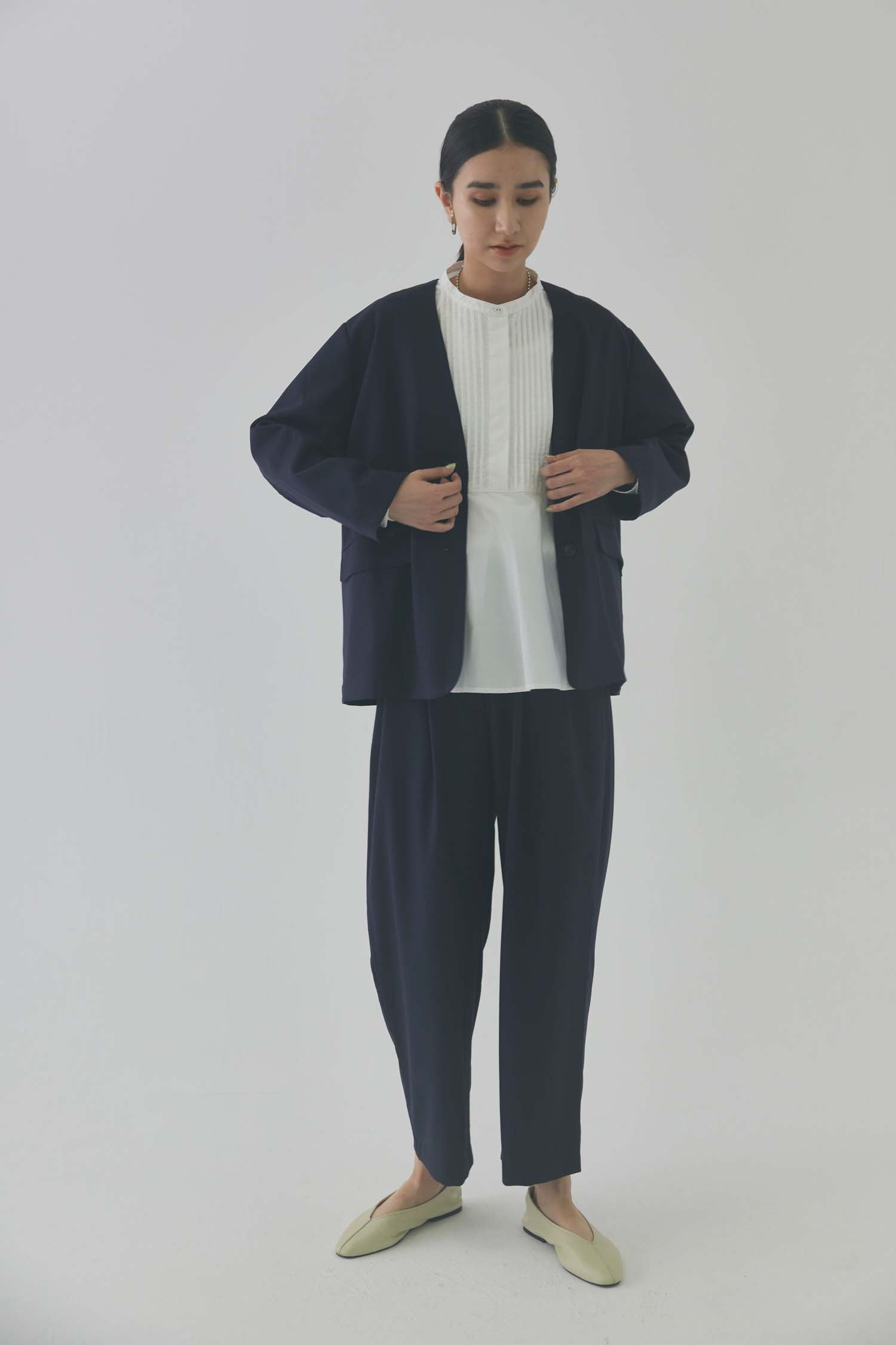 doux bleu ワイドストレートタックパンツ DB-2415-003