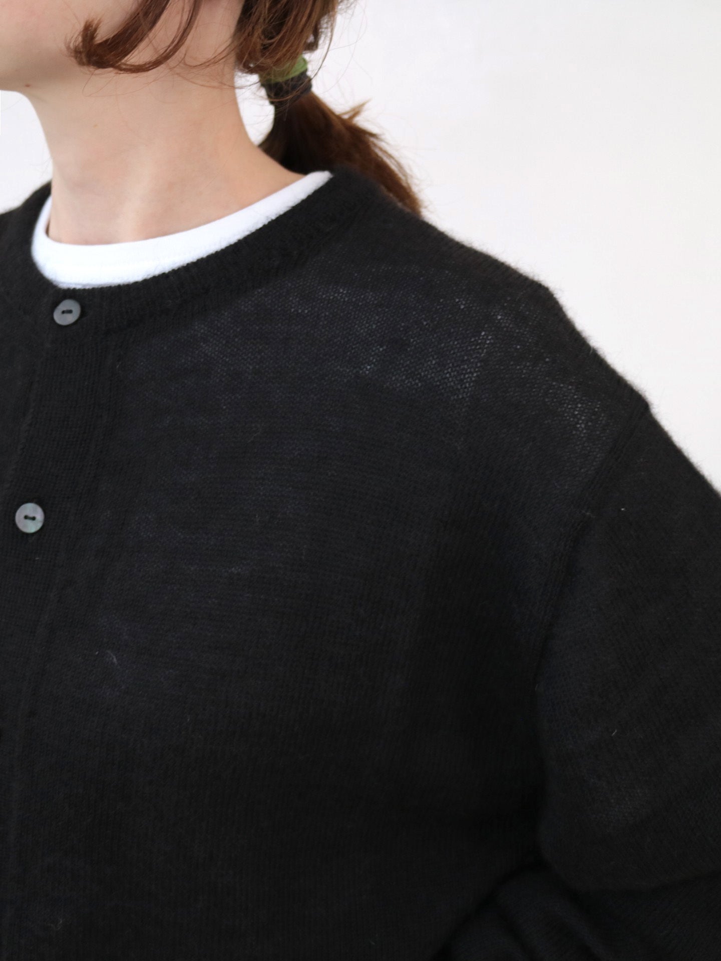 YARRA NEU ブラックアルパカニットカーディガン NU-5552-430