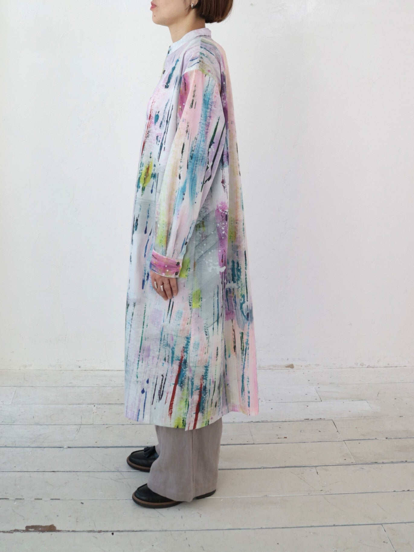 YARRA NEU HAND PAINTINGプリントシャツワンピース NU-5534-449