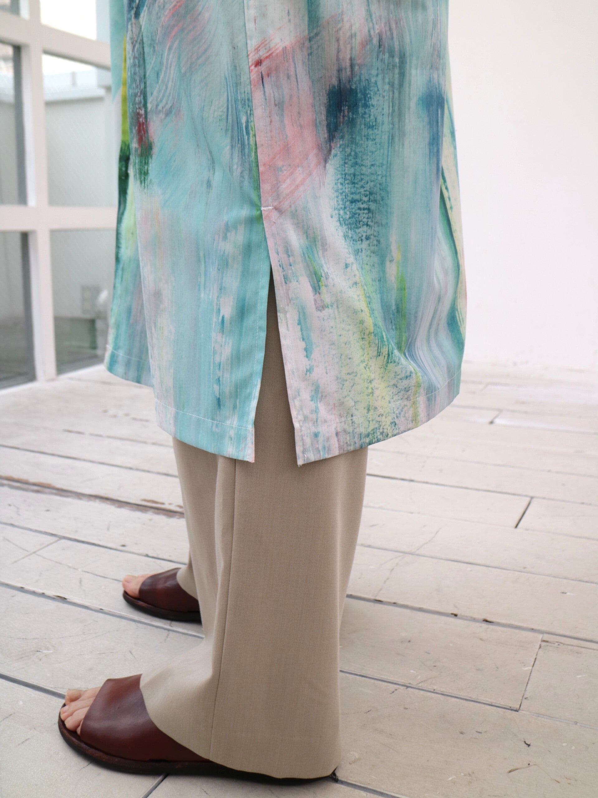 YARRA NEU HAND PAINTINGプリントシャツワンピース NU-5534-449