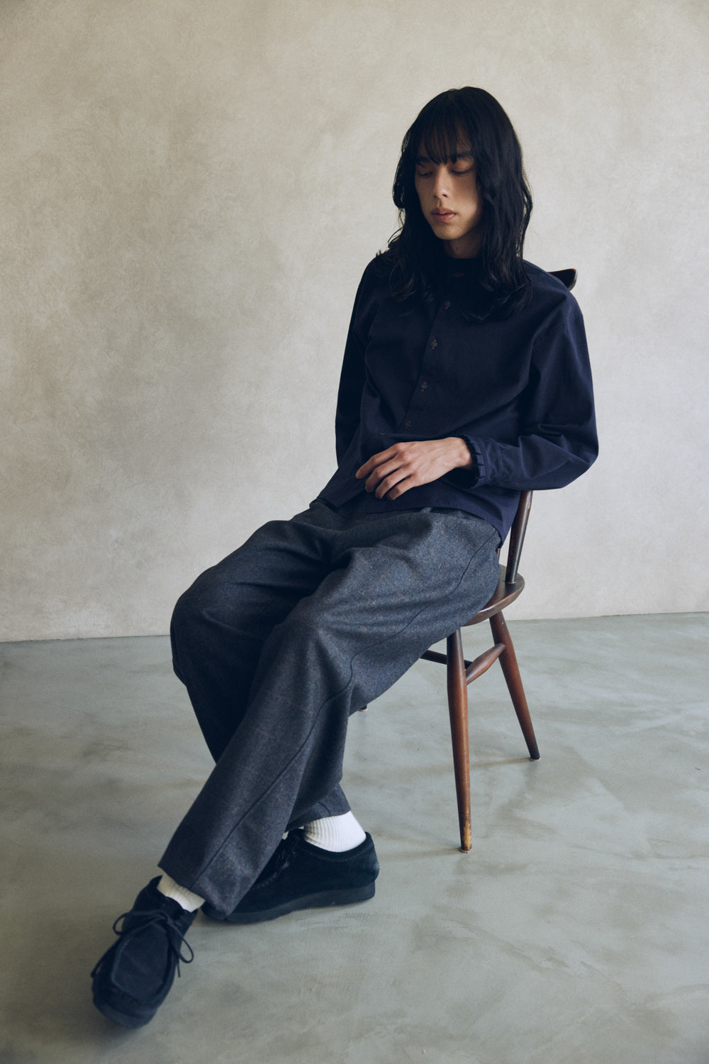 YARRA NEU ヴィンテージワッシャー衿フリルシャツ NU-5553-423